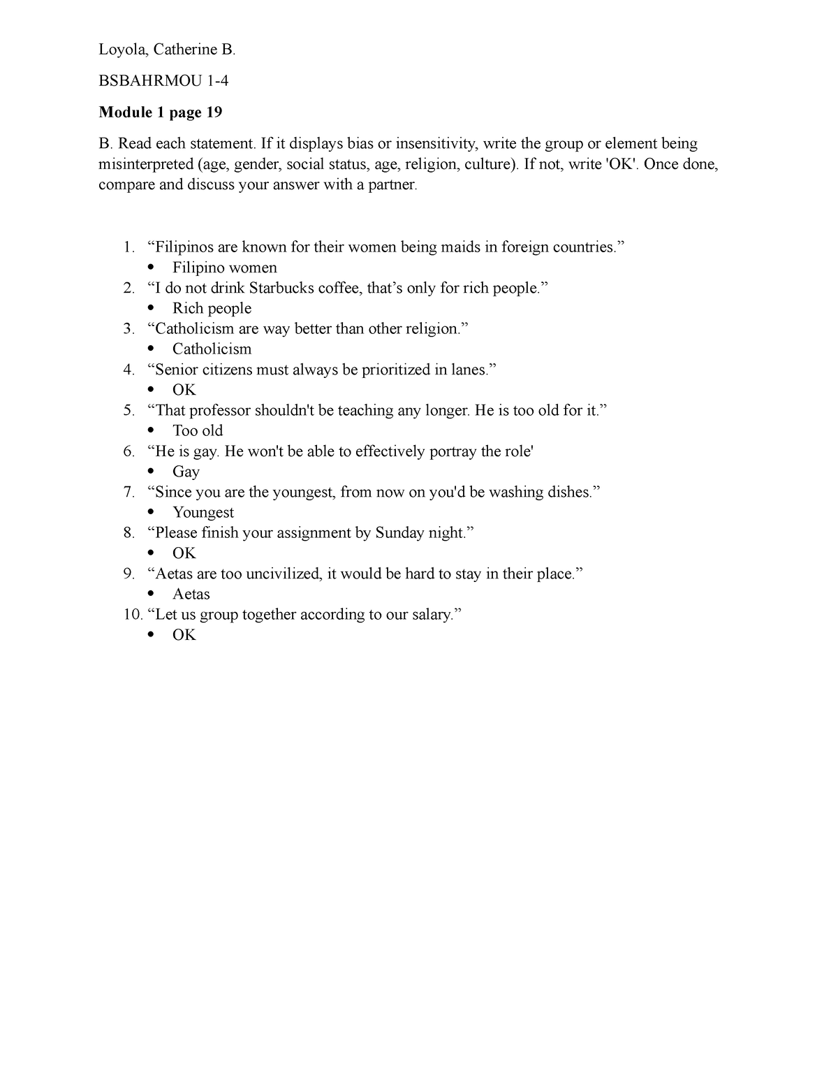 Purcom - Assignment - Loyola, Catherine B. BSBAHRMOU 1- Module 1 page ...