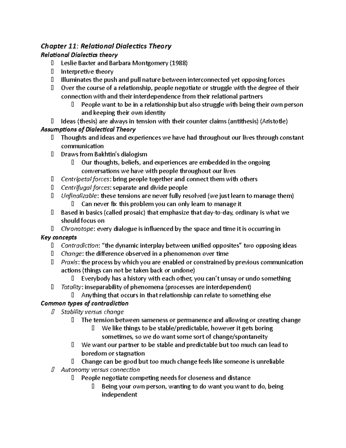 Ch11 Relational Dialectics Theory - Chapter 11: Relational Dialectics ...