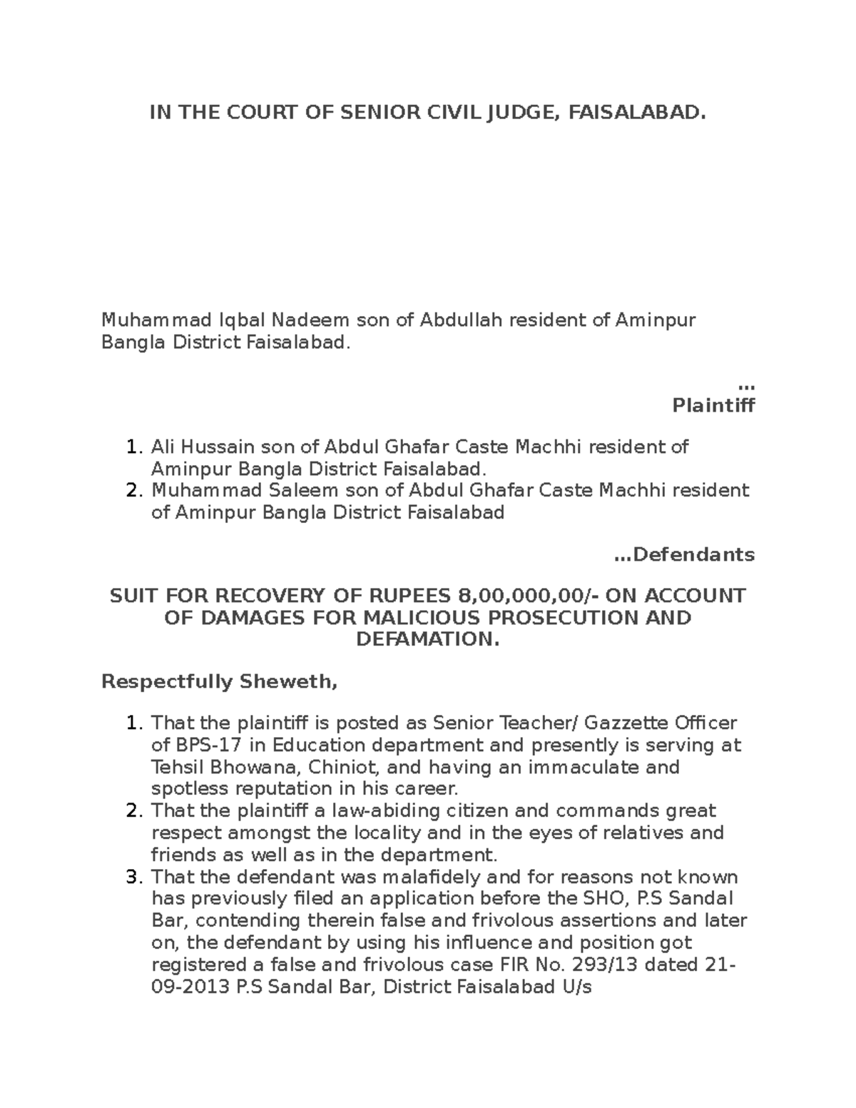 Dafamation suit - Introduction to Legal Systems of the world and such ...