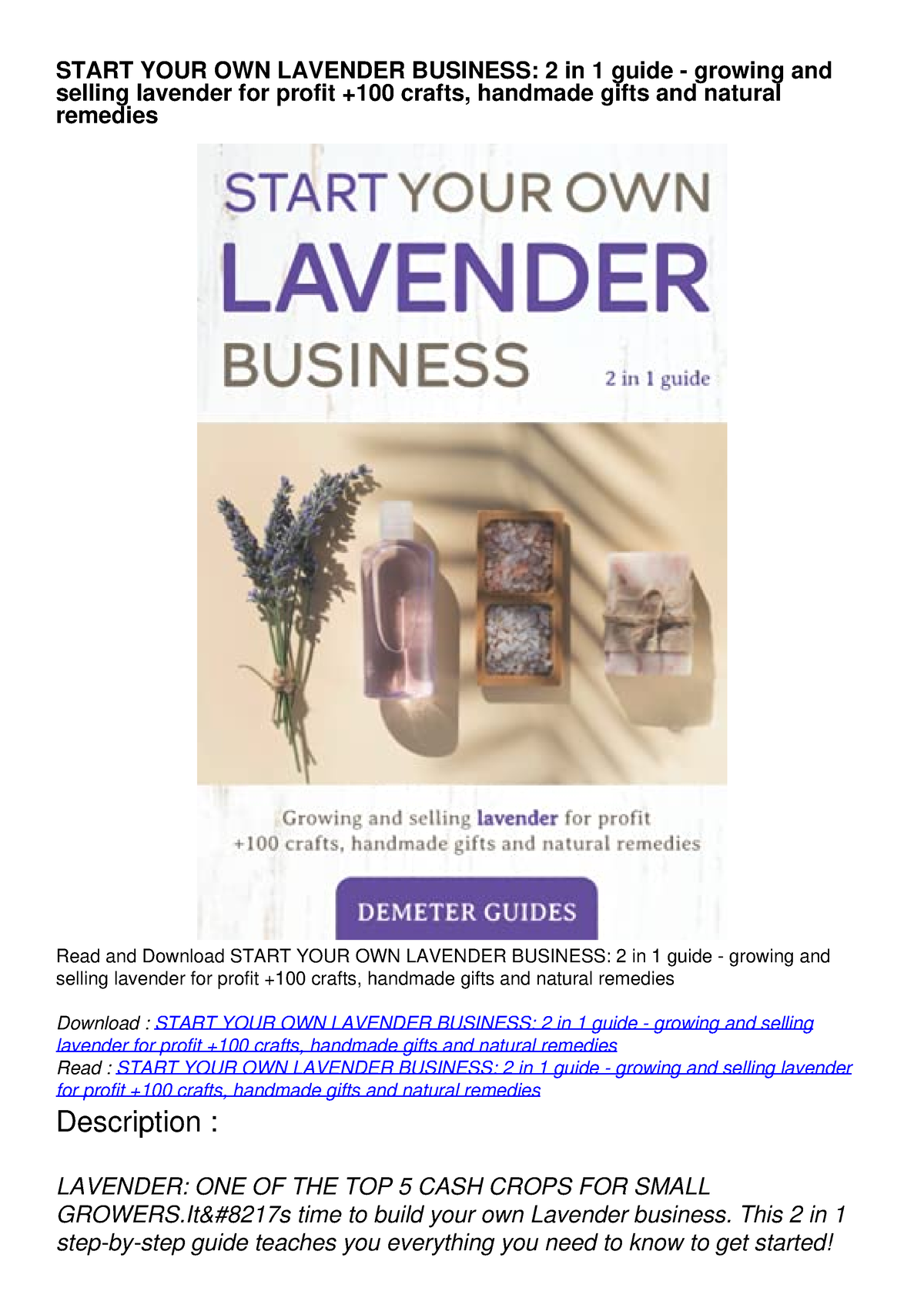 READ (PDF) START YOUR OWN LAVENDER BUSINESS: 2 in 1 guide - growing and ...