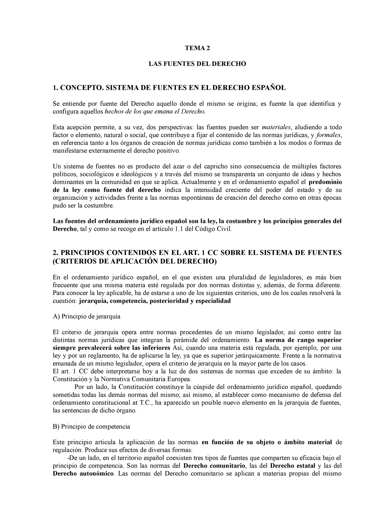 TEMA 2 LAS Fuentes DEL Derecho - TEMA 2 LAS FUENTES DEL DERECHO 1 ...