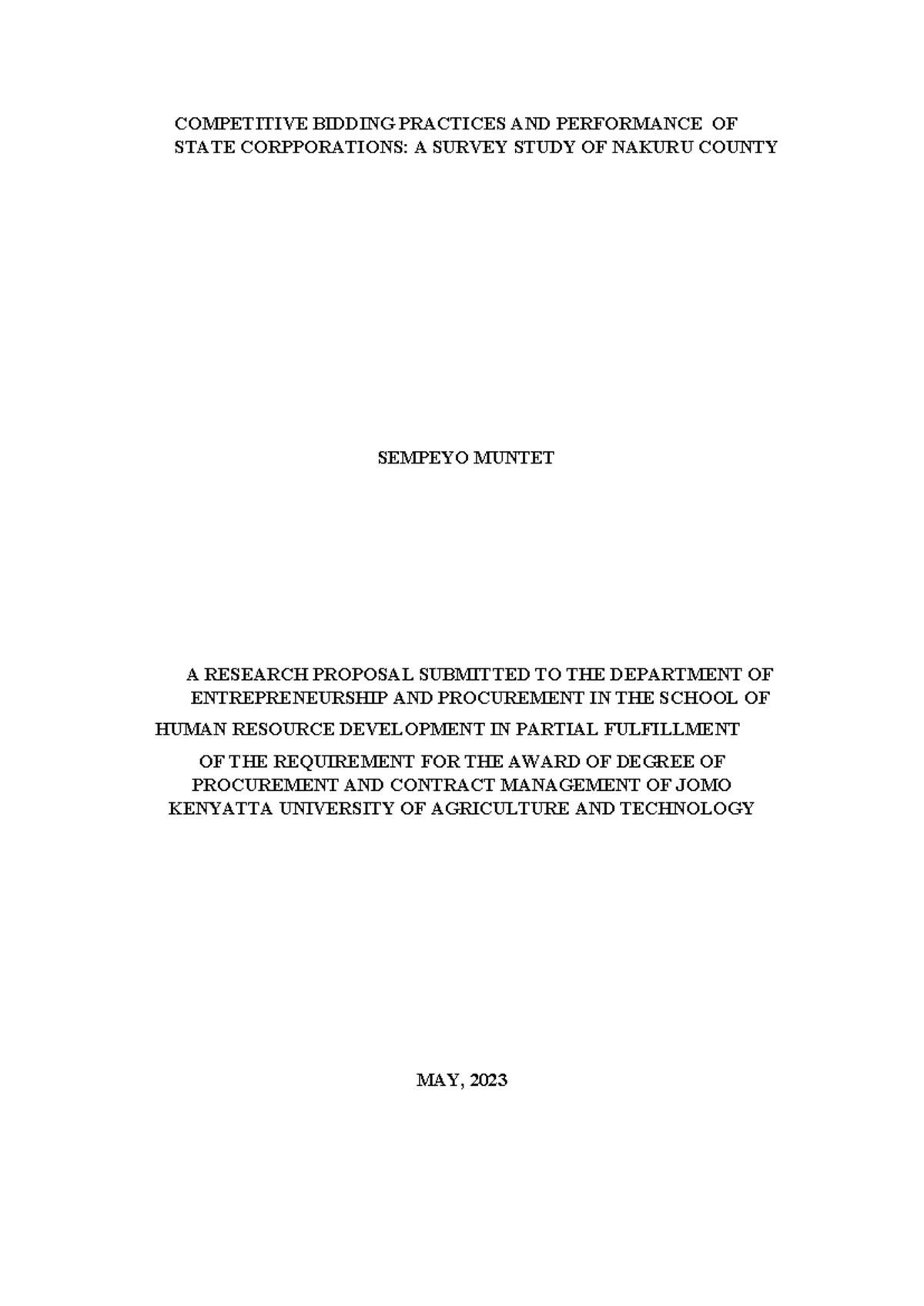 Competitive Bidding Practices AND Performance OF State Corpporations ...