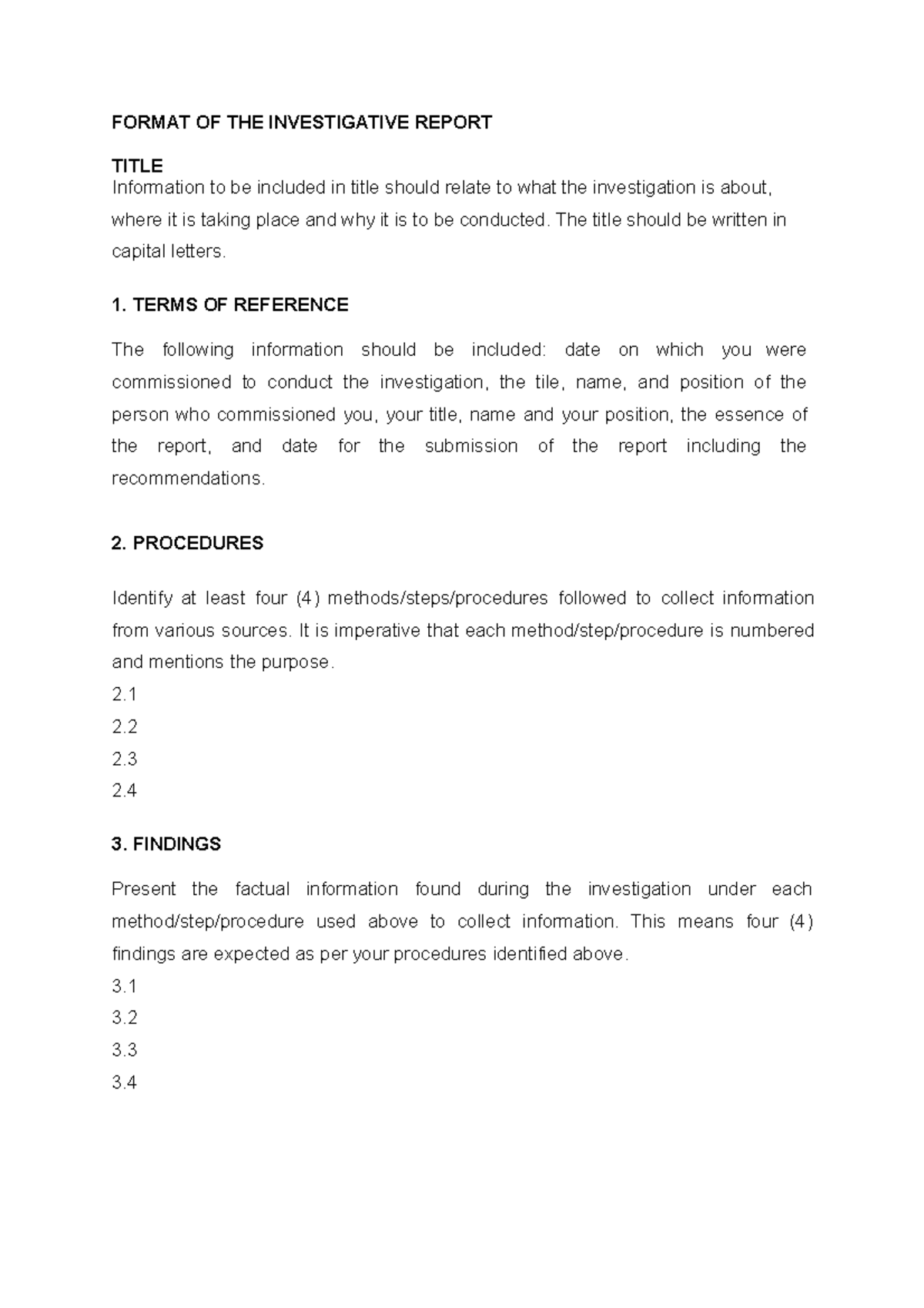 Assig 02 Format OF THE Investigative Report FORMAT OF THE(03)