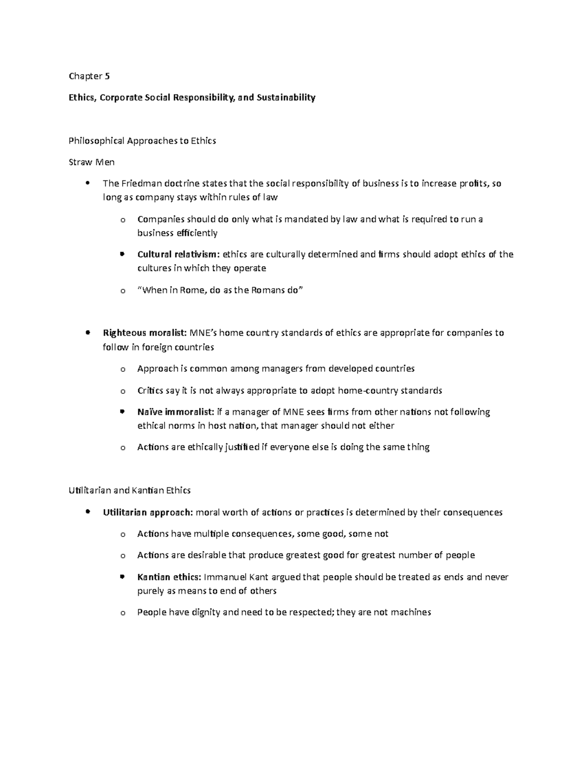 Chapter 5 Lecture Notes 4 - Chapter 5 Ethics, Corporate Social ...