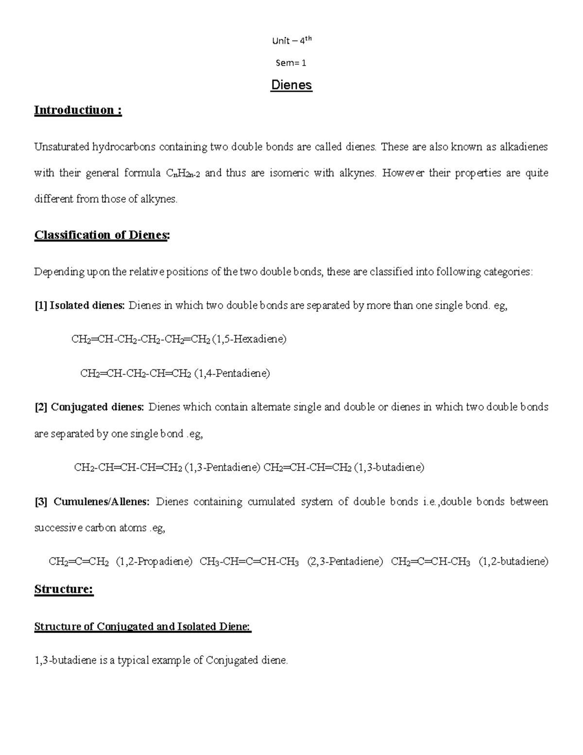 Dienes in chemistry - Unit – 4th Sem= 1 Dienes Introductiuon ...
