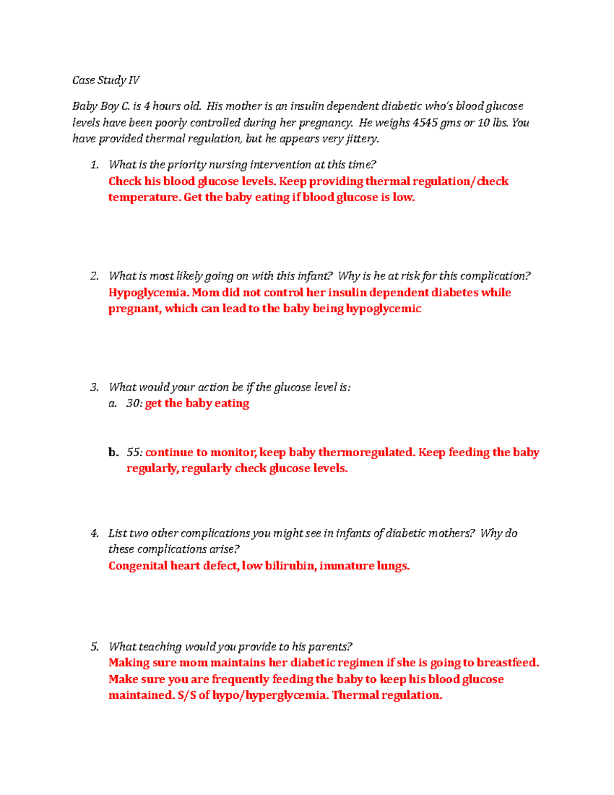 Newborn Case Study 4-class Completed - Case Study Iv Baby Boy C. Is 4 