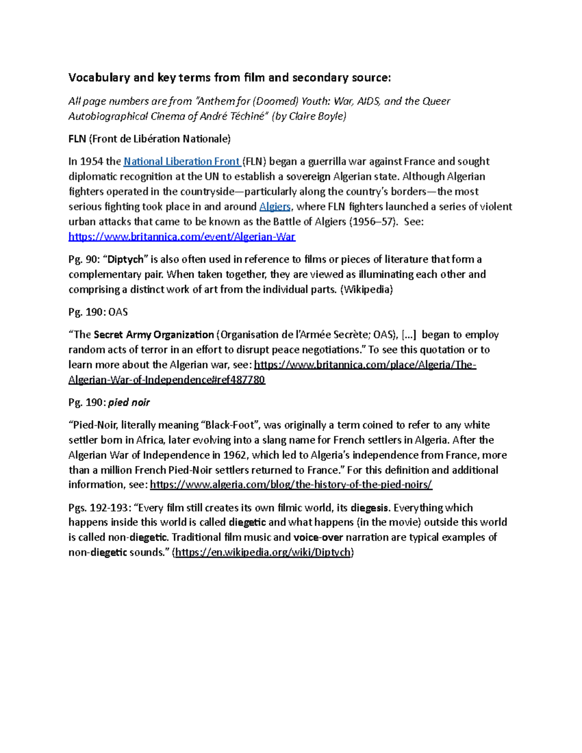 WILD Reeds vocabulary and key terms Vocabulary and key terms from