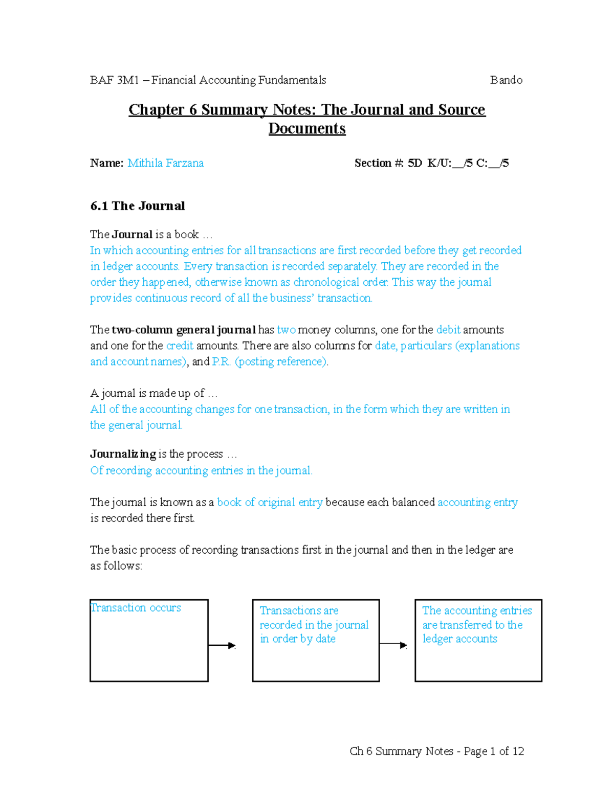 Ch 6 Summary Notes - Mithila - BAF 3M1 – Financial Accounting ...