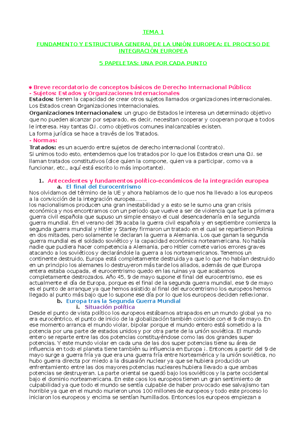 Esquema Tema 1 - TEMA 1 FUNDAMENTO Y ESTRUCTURA GENERAL DE LA UNIÓN ...