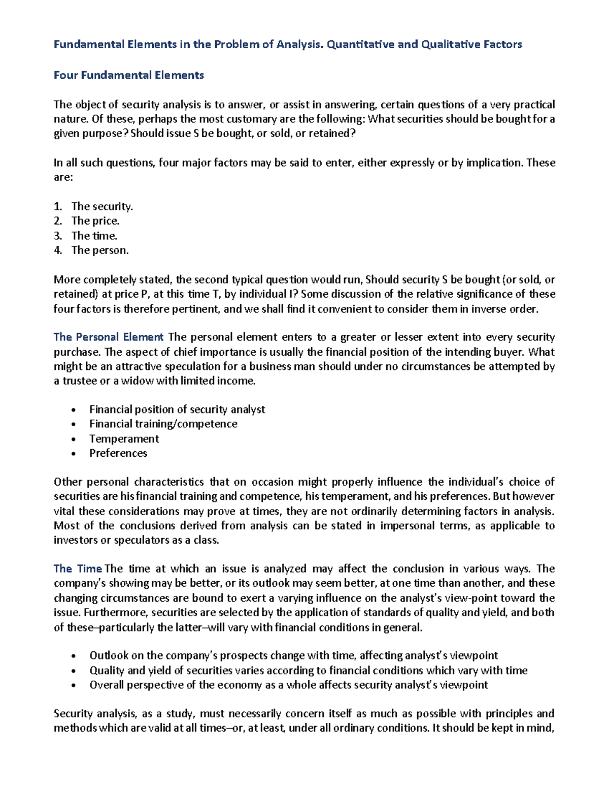 Fund. Elem. in the Problem of Analysis. Quanti Quali - Fundamental ...