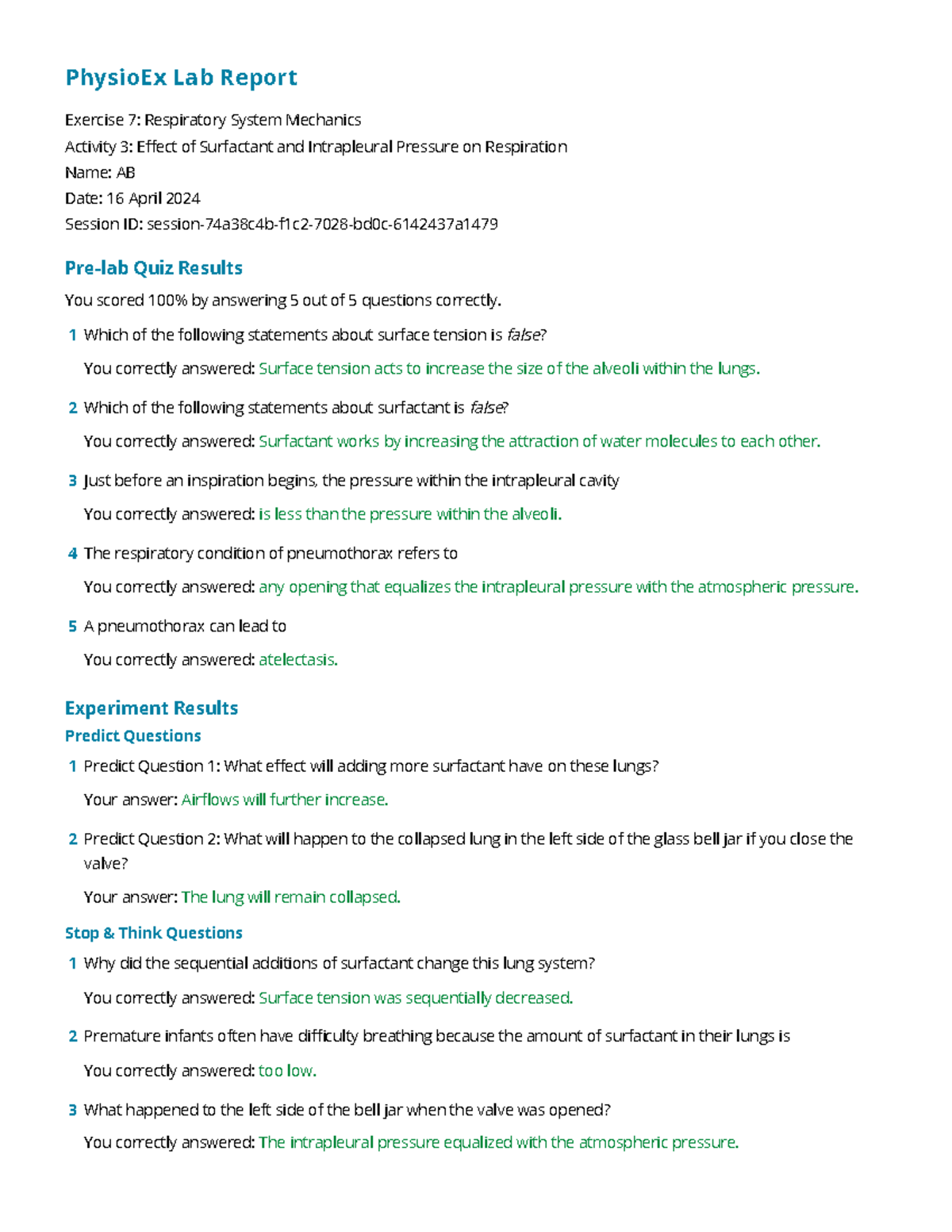 Physio Ex Exercise 7 Activity 3 - PhysioEx Lab Report Exercise 7 ...