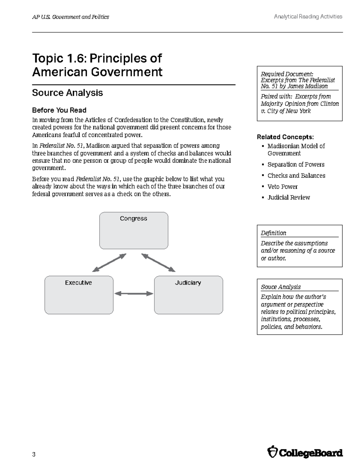 1. what is the thesis of federalist 51