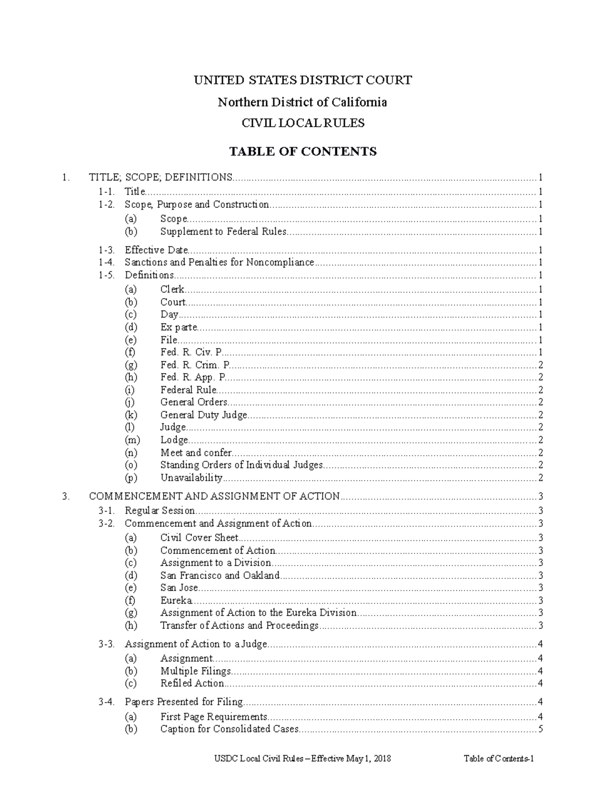 Northern District Local Rules - UNITED STATES DISTRICT COURT Northern ...