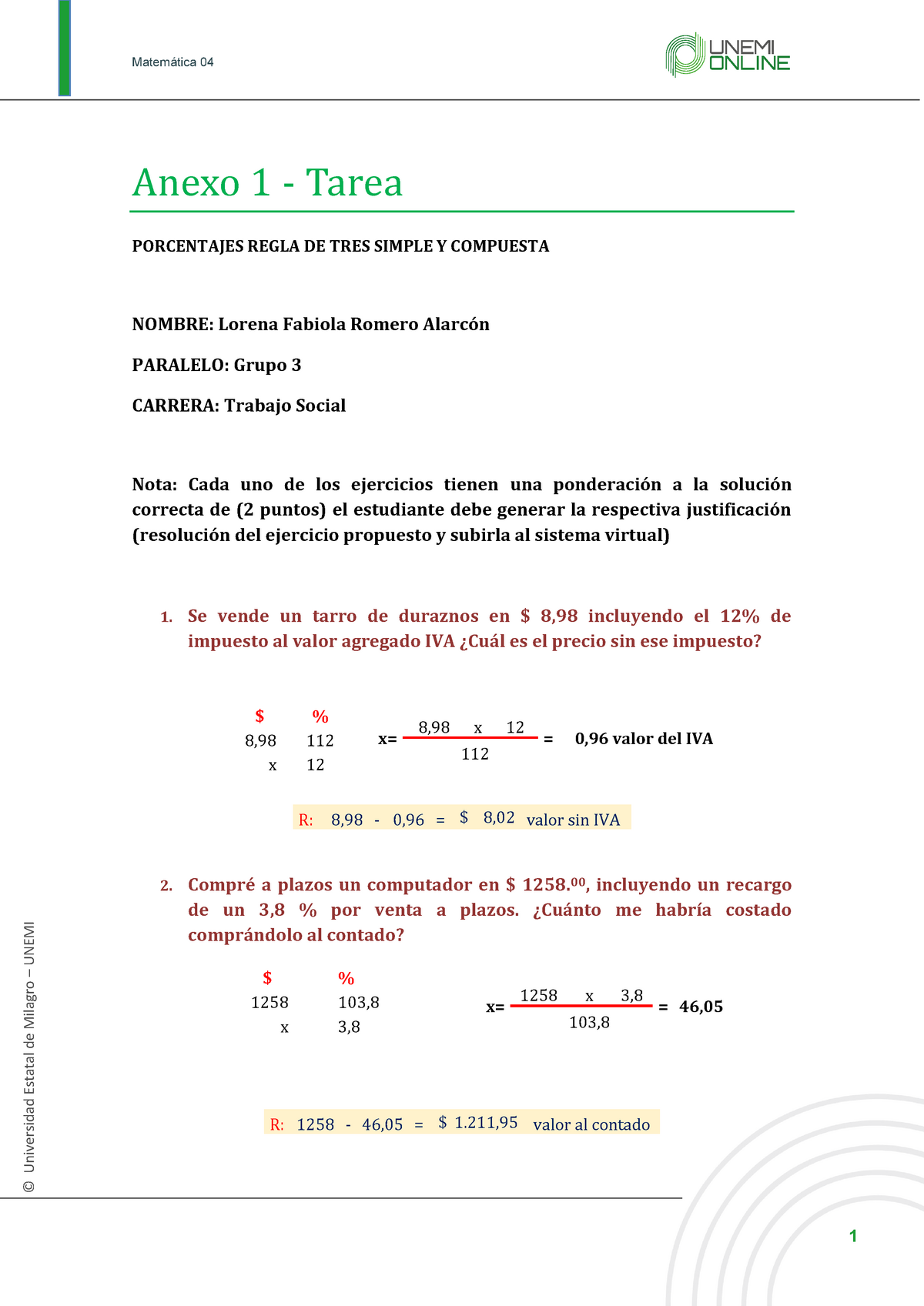 Tarea 7 Lorena Romero Universidad Estatal De Milagro Unemi Anexo 1