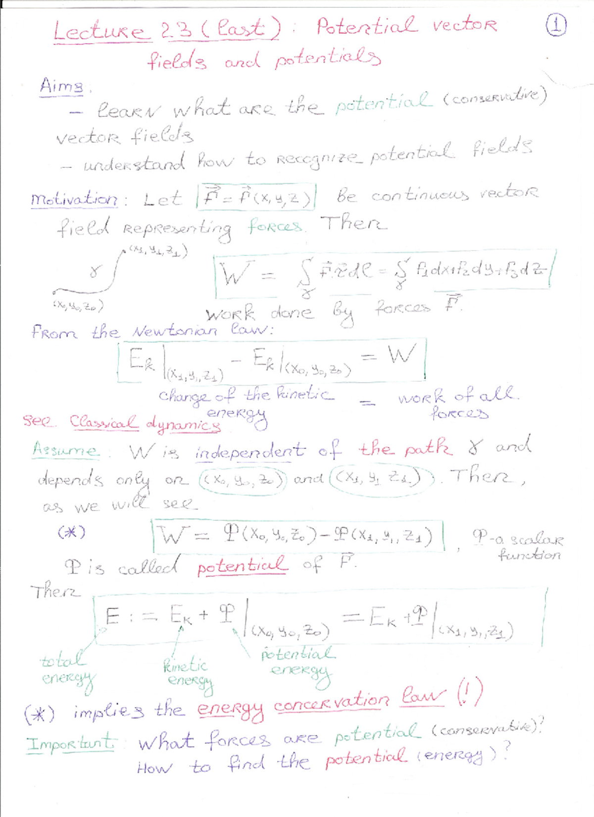 MAT1005 2011-2012 Lecture 23 - Potential vector fields and potentials ...