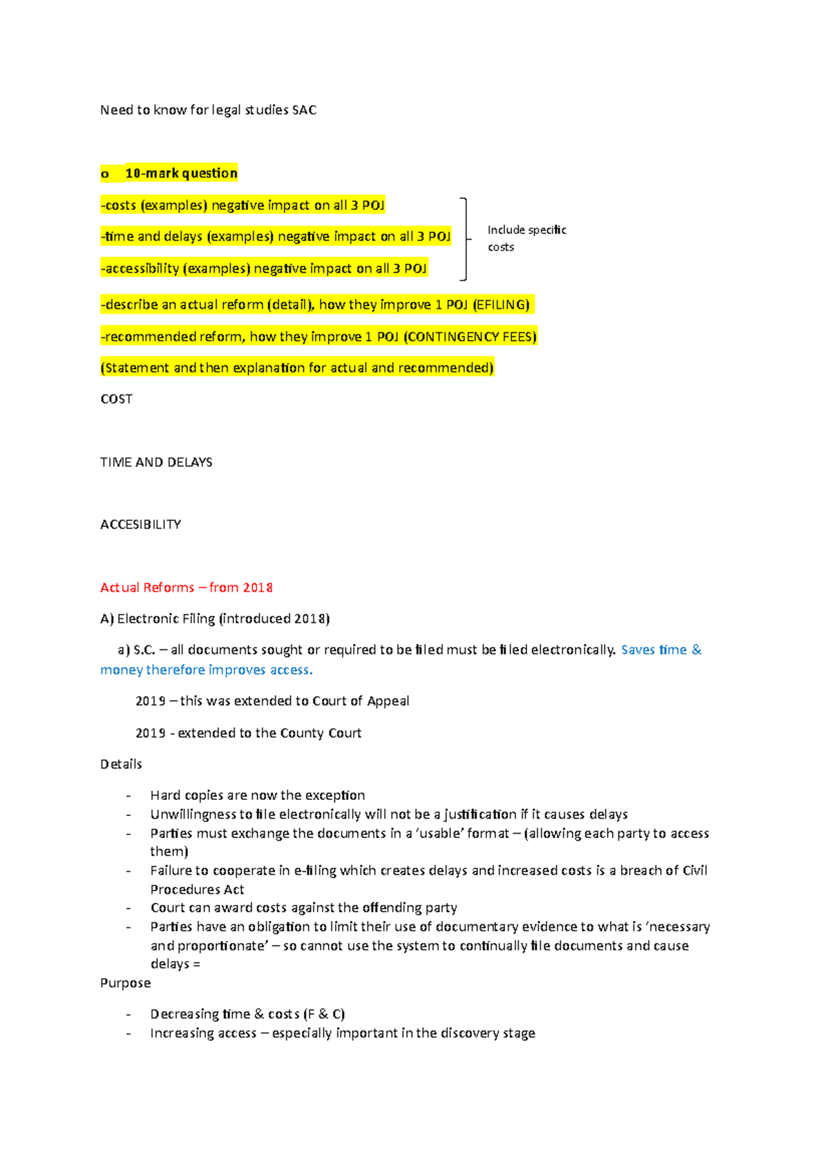 Need to know for legal studies SAC - – all documents sought or required ...