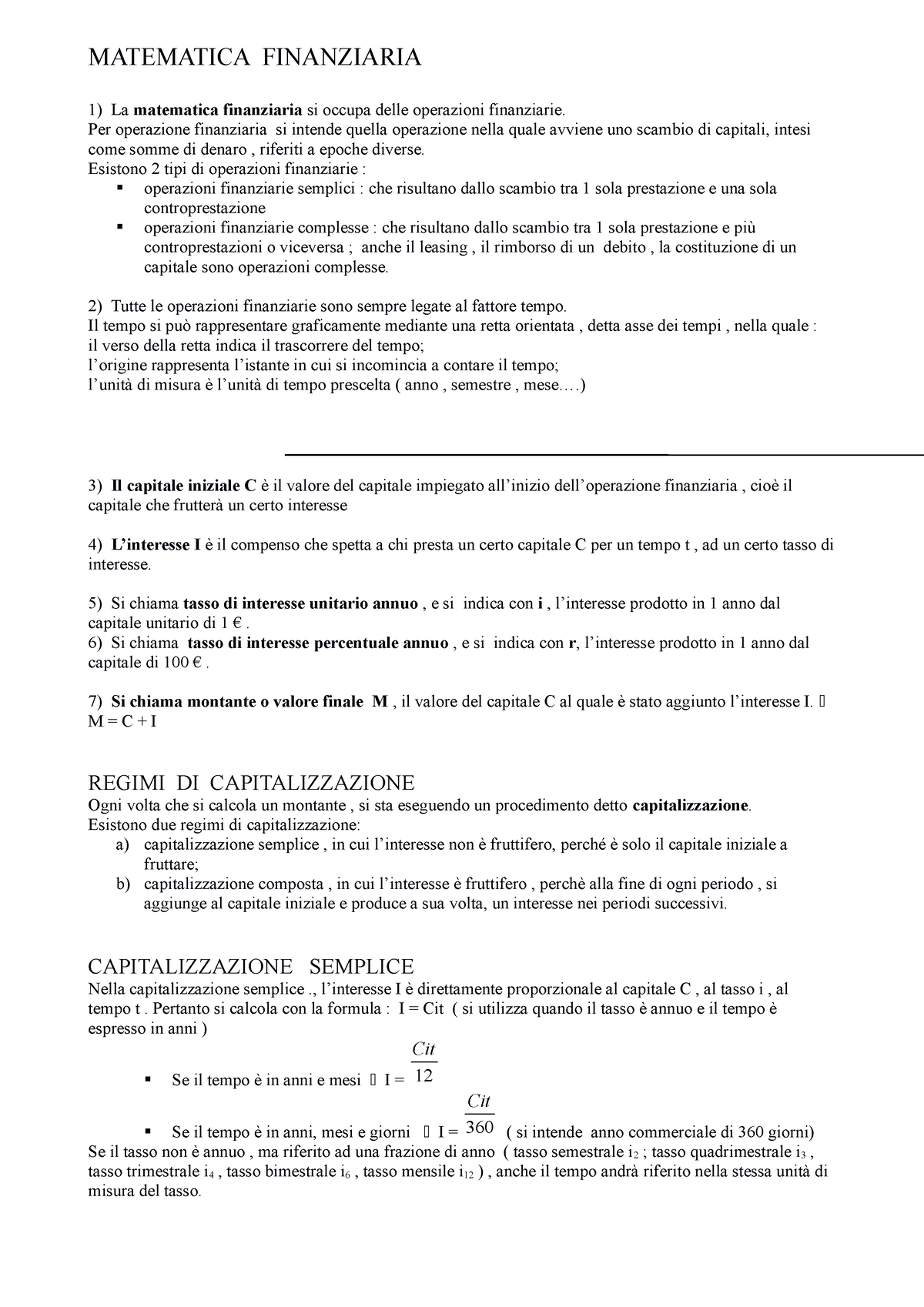 Interesse - matematica finanziaria