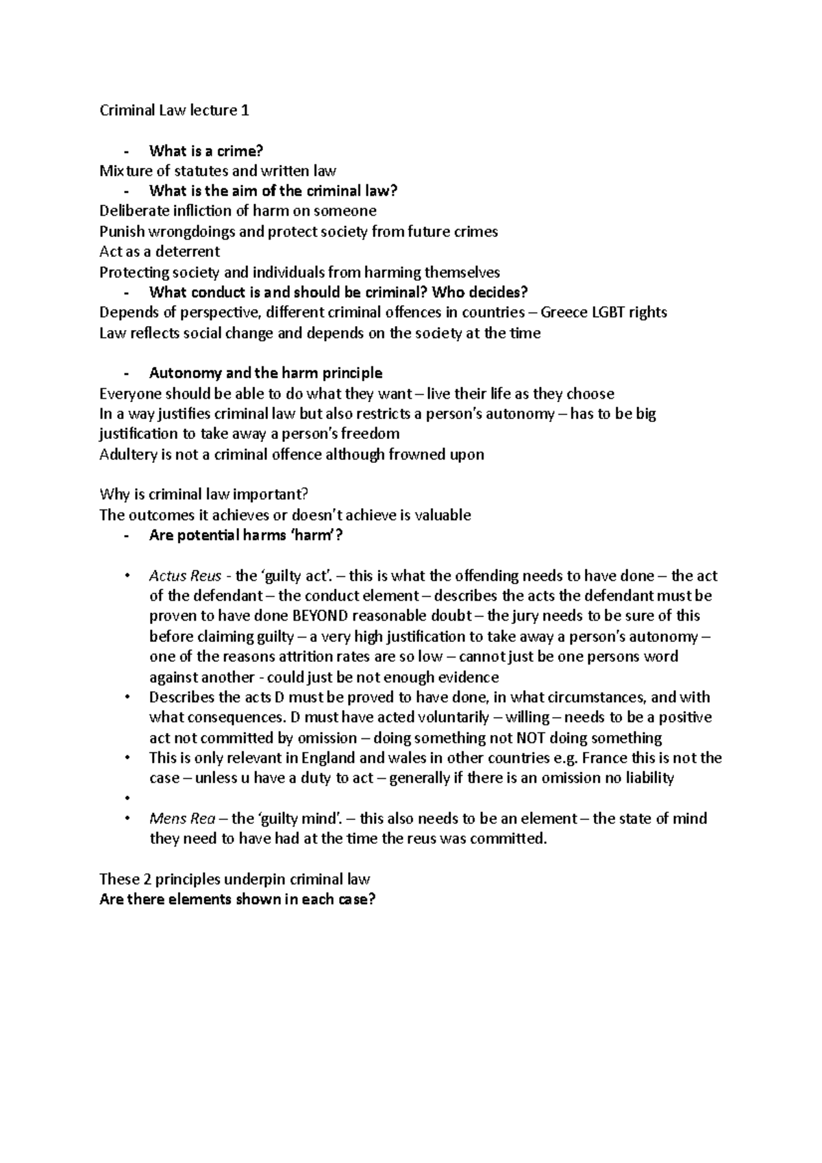 Criminal Law introduction to topic - Criminal Law lecture 1 - What is a ...