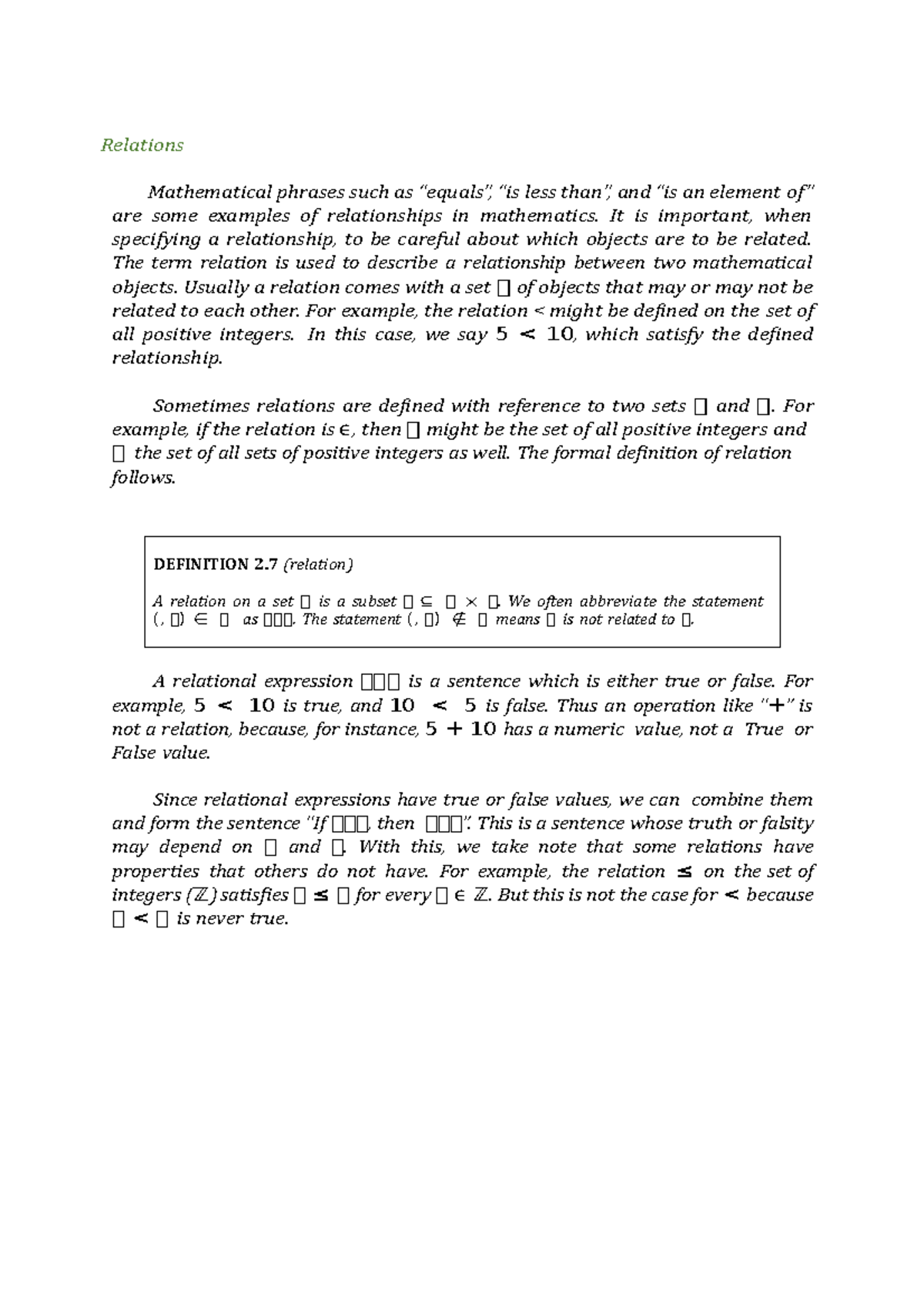 Relations and functions - Relations Mathematical phrases such as ...