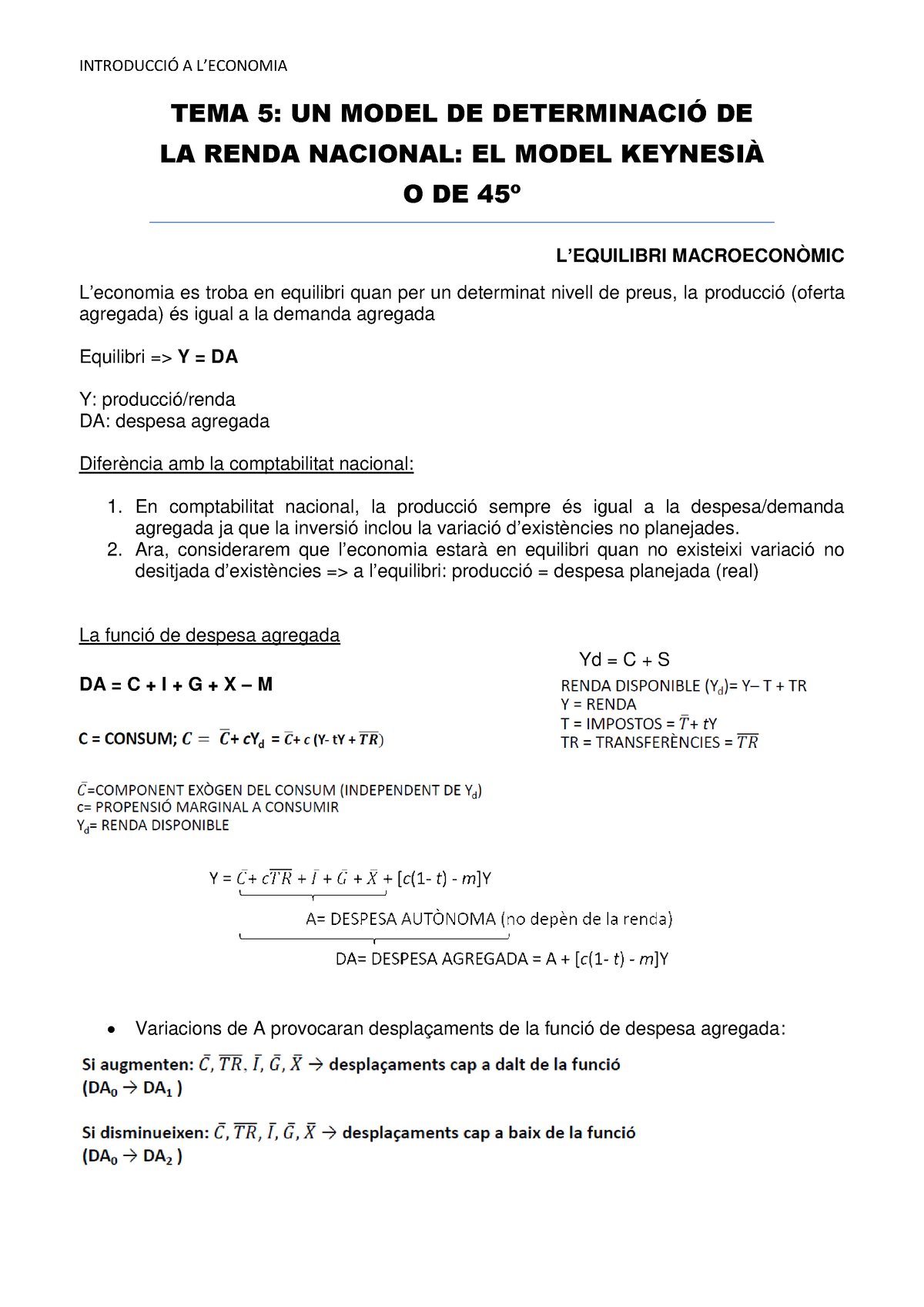 Tema 5 - Raul Jaime Maestre - INTRODUCCI” A L’ECONOMIA Yd = C + S TEMA ...