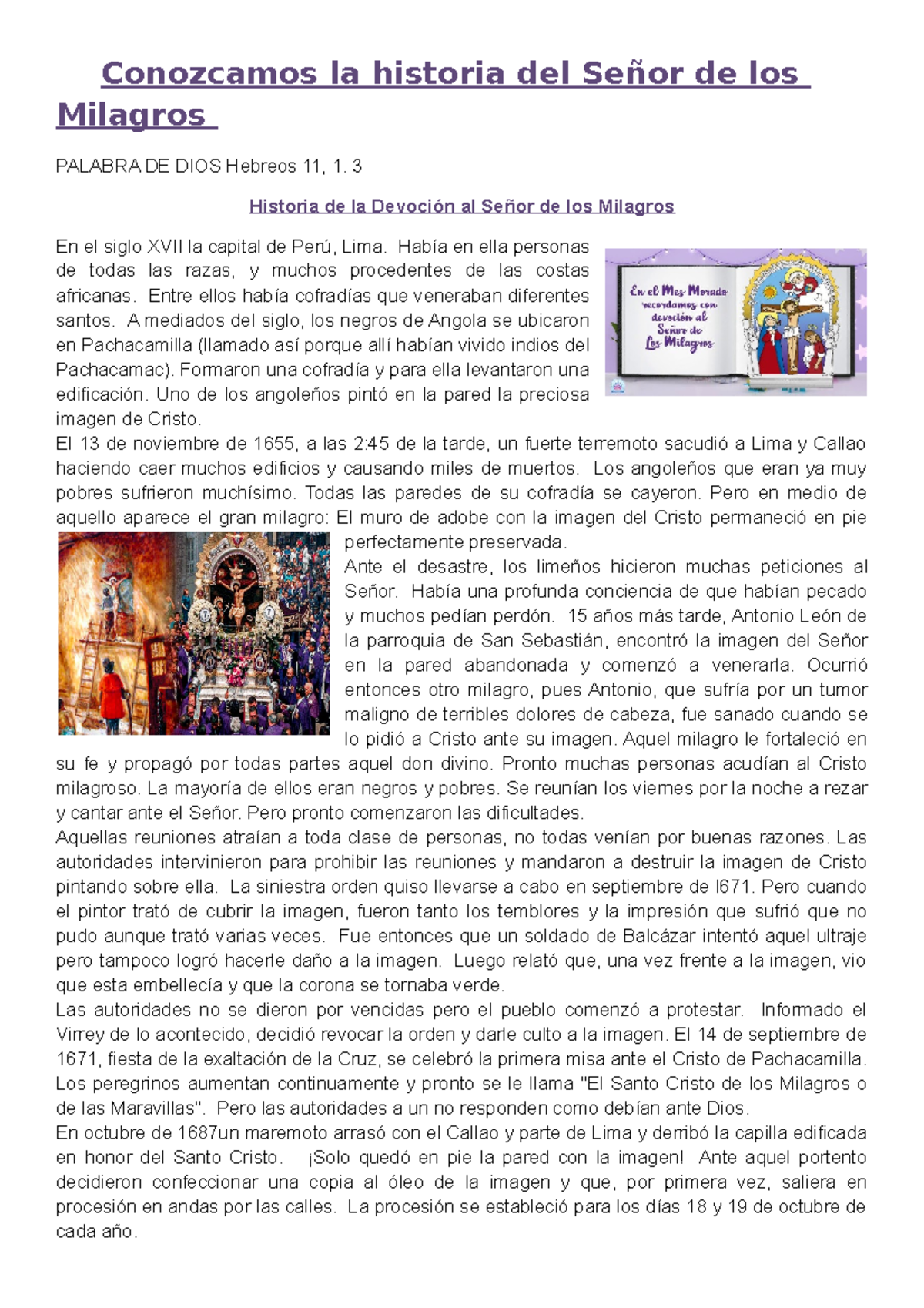 Señor DE LOS Milagros - ssssss - Conozcamos la historia del Señor de ...
