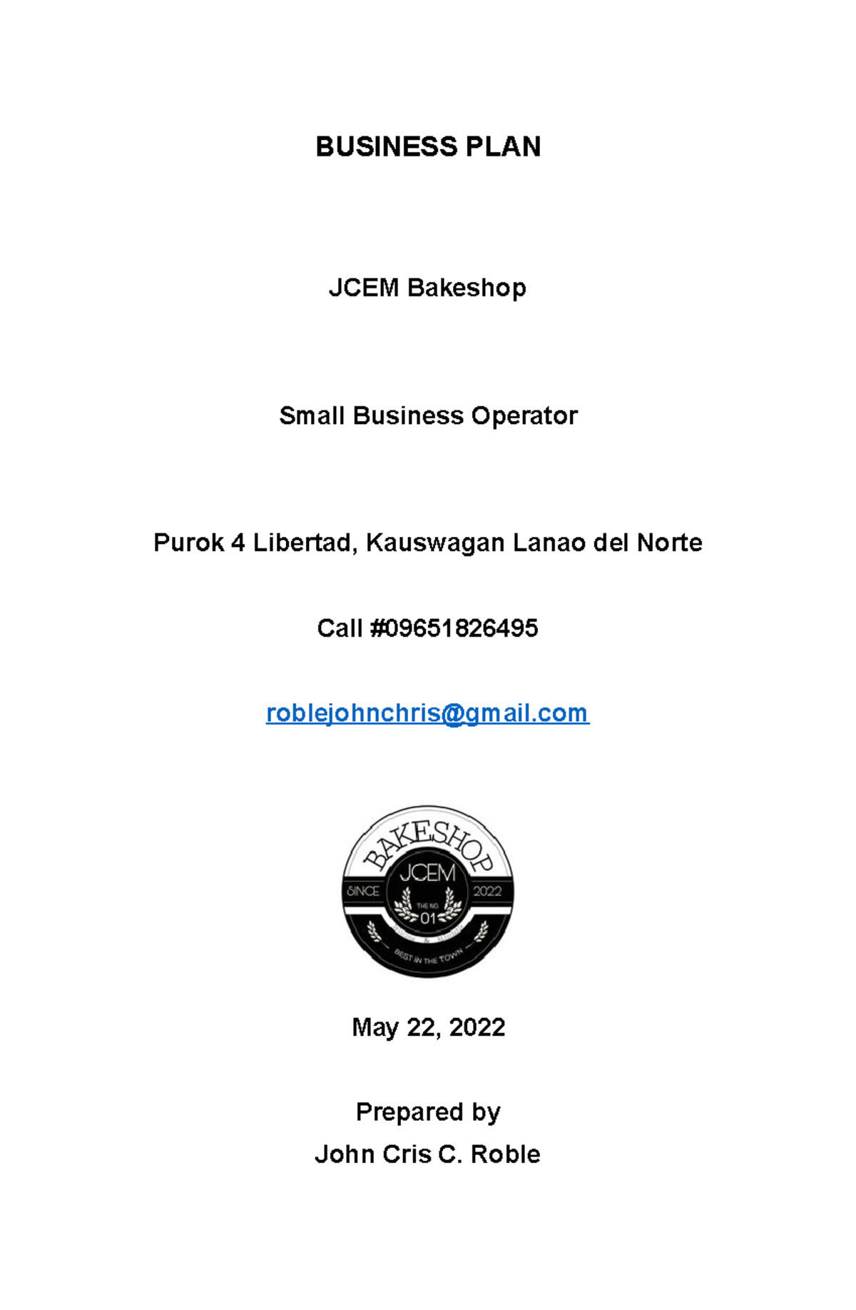 bakeshop business plan philippines