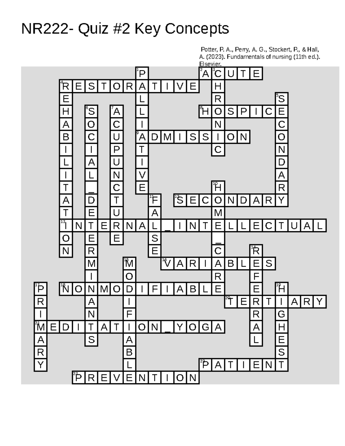 NR222-Quiz-2-Key-Concepts-Crossword Puzzle Answers - NR222- Quiz #2 Key ...