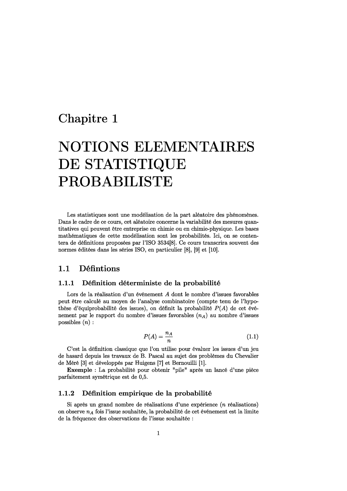 Leçon 1 Initialisation à La Probabilité Et Statistique - Studocu