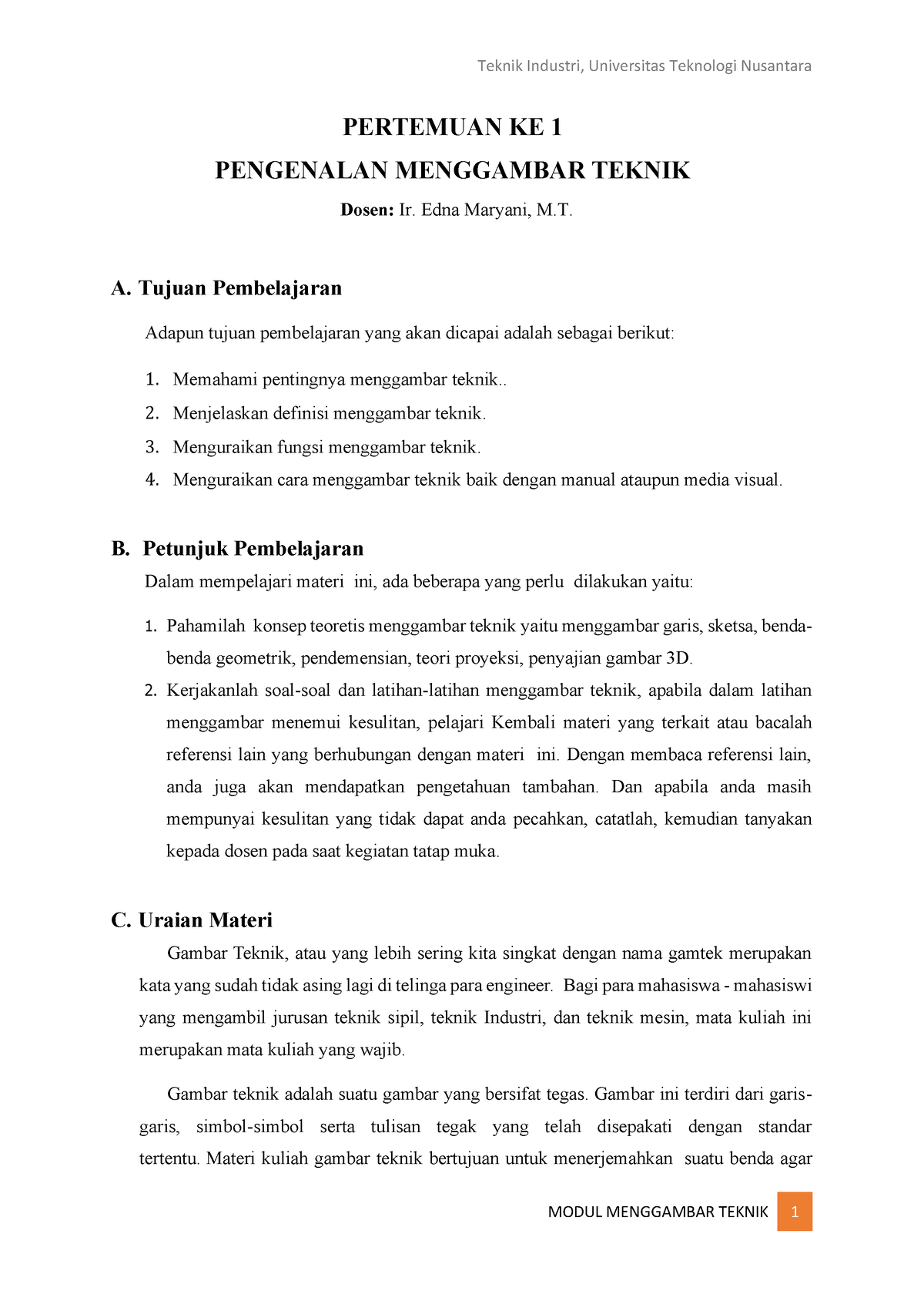 55201 TIM11262020 - Menggambar Teknik (Engineering Drawing) - Pertemuan ...