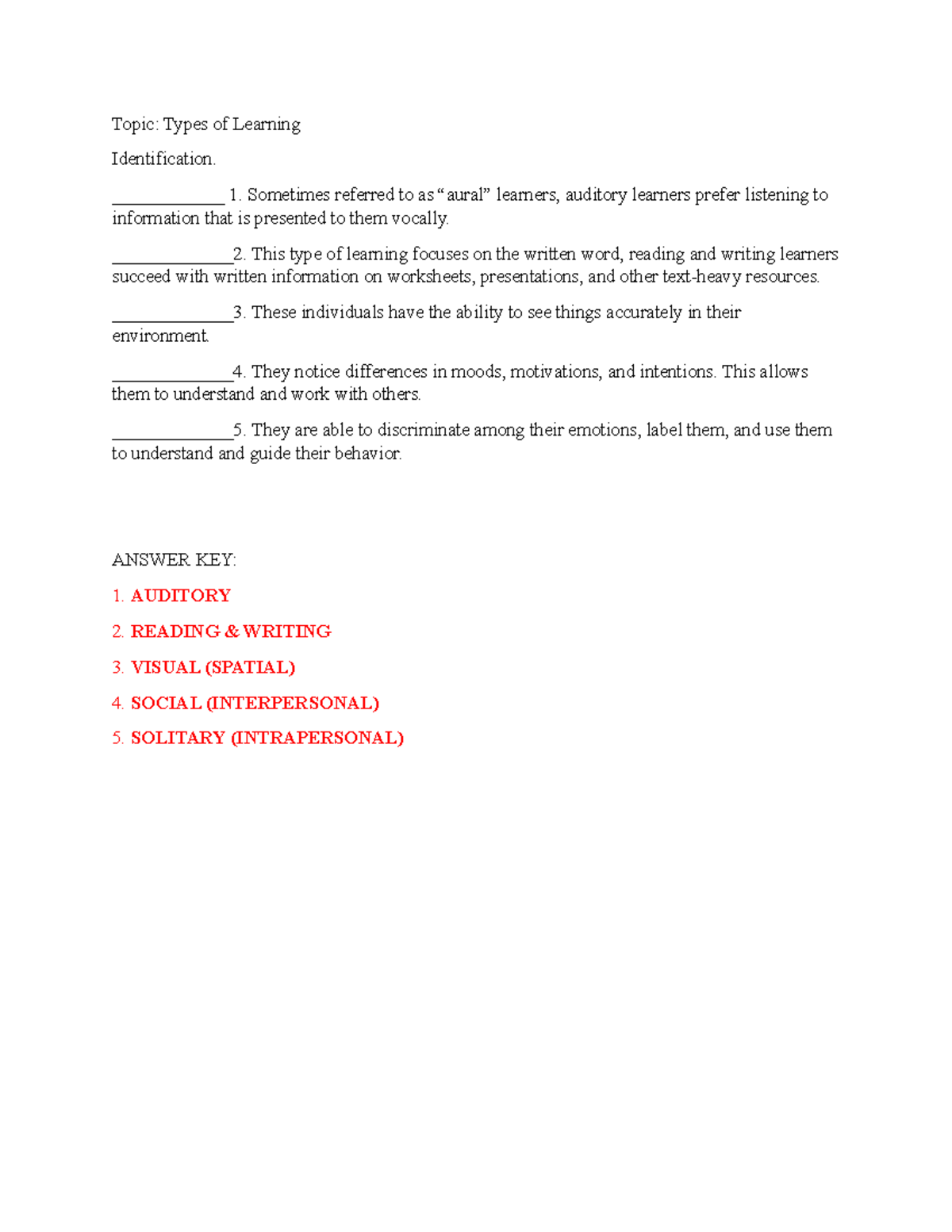 Evaluation 123 - Questions specifically designed to help you review ...