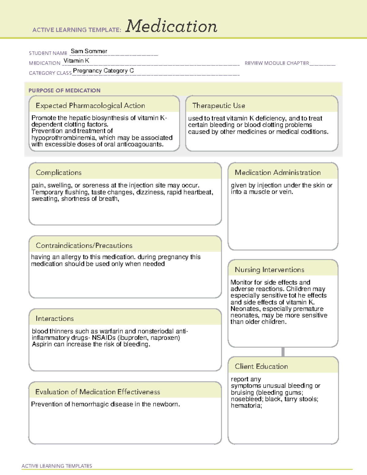 ATI Medication Active Learning Template-2 - ACTIVE LEARNING TEMPLATES ...