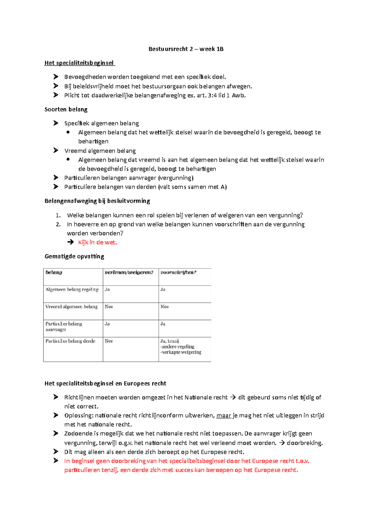 Bestuursrecht 2 - Week 1B Collegeaantekeningen - RUG - Studeersnel