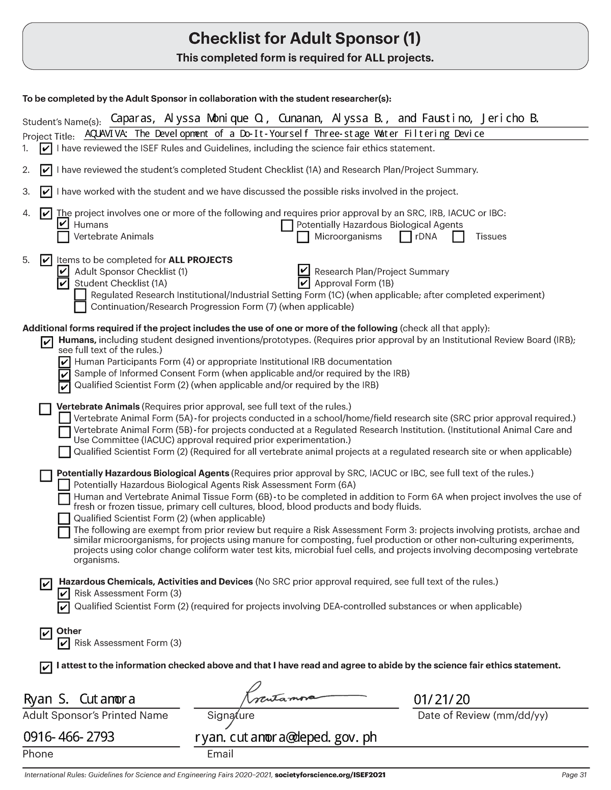 Form 1 - A form in biological research. - International Rules ...