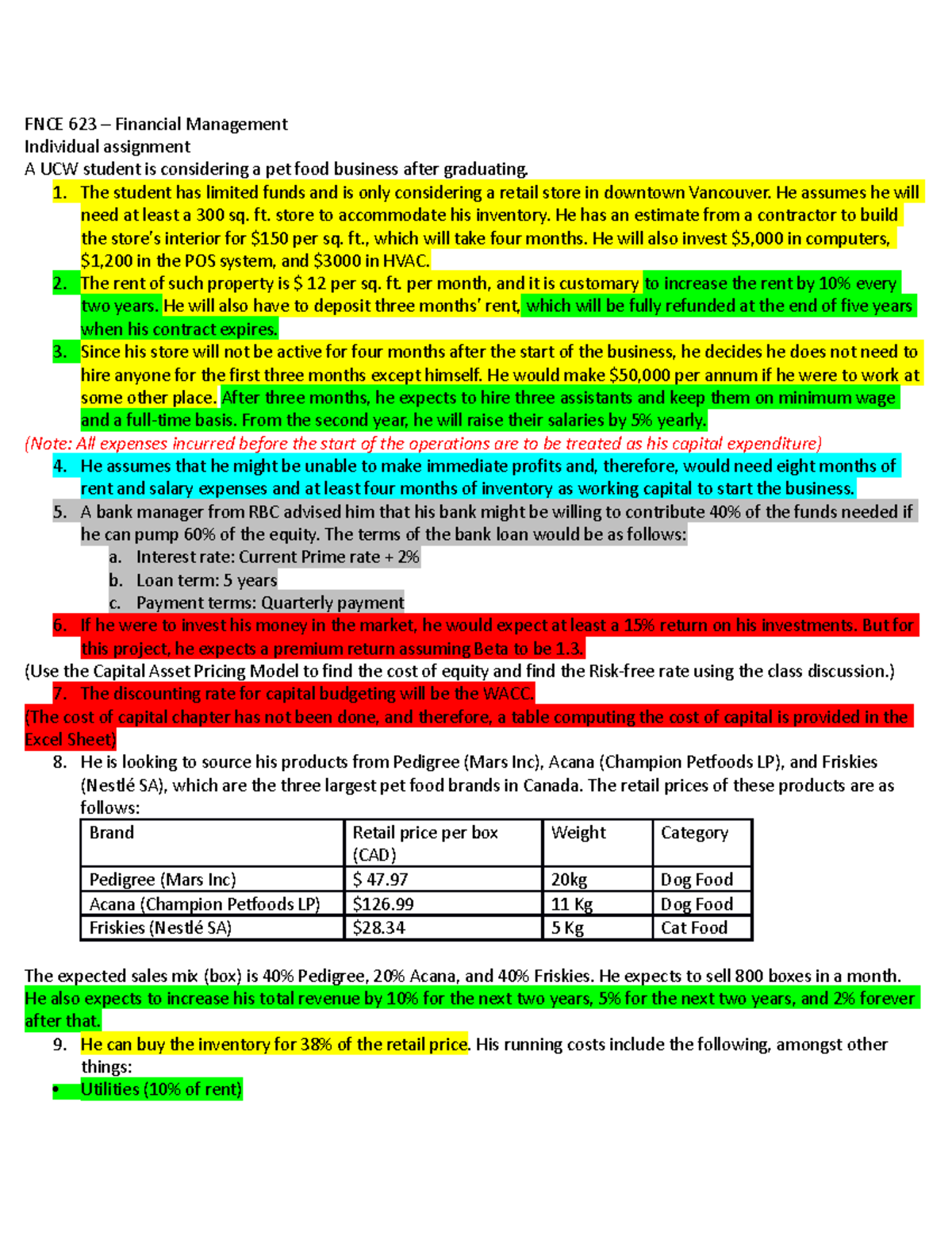 FNCE 623 Individual Assignment - FNCE 623 – Financial Management ...