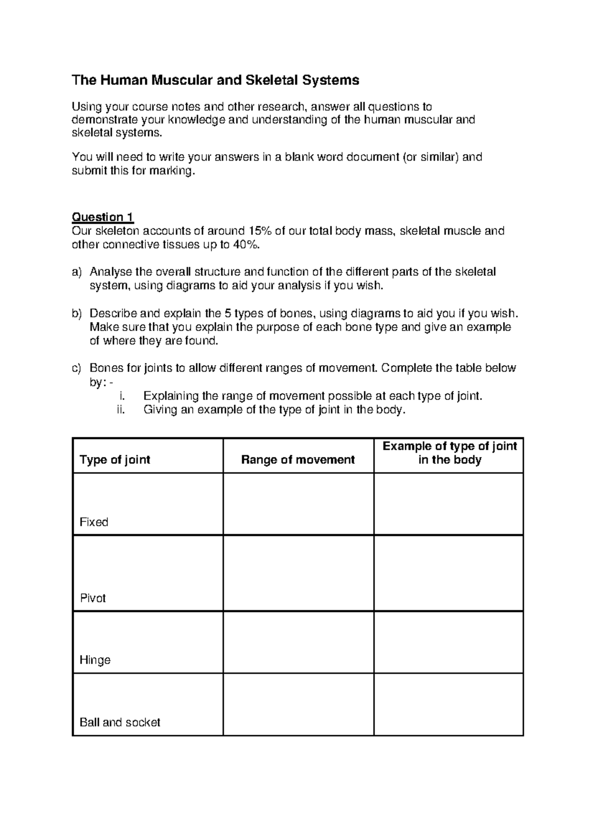 3655-Human Muscular and Skeletal System questions v2 - Studocu