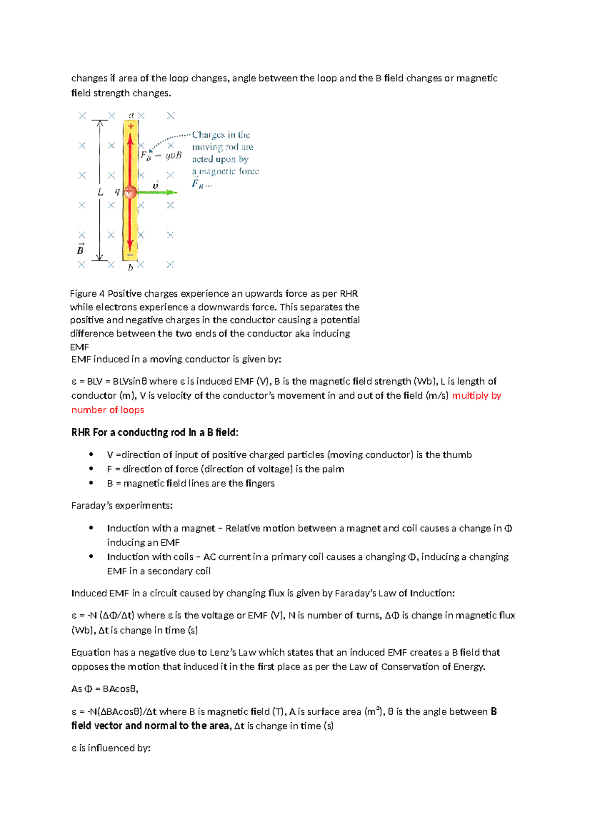 Physics notes-3 - changes if area of the loop changes, angle between ...
