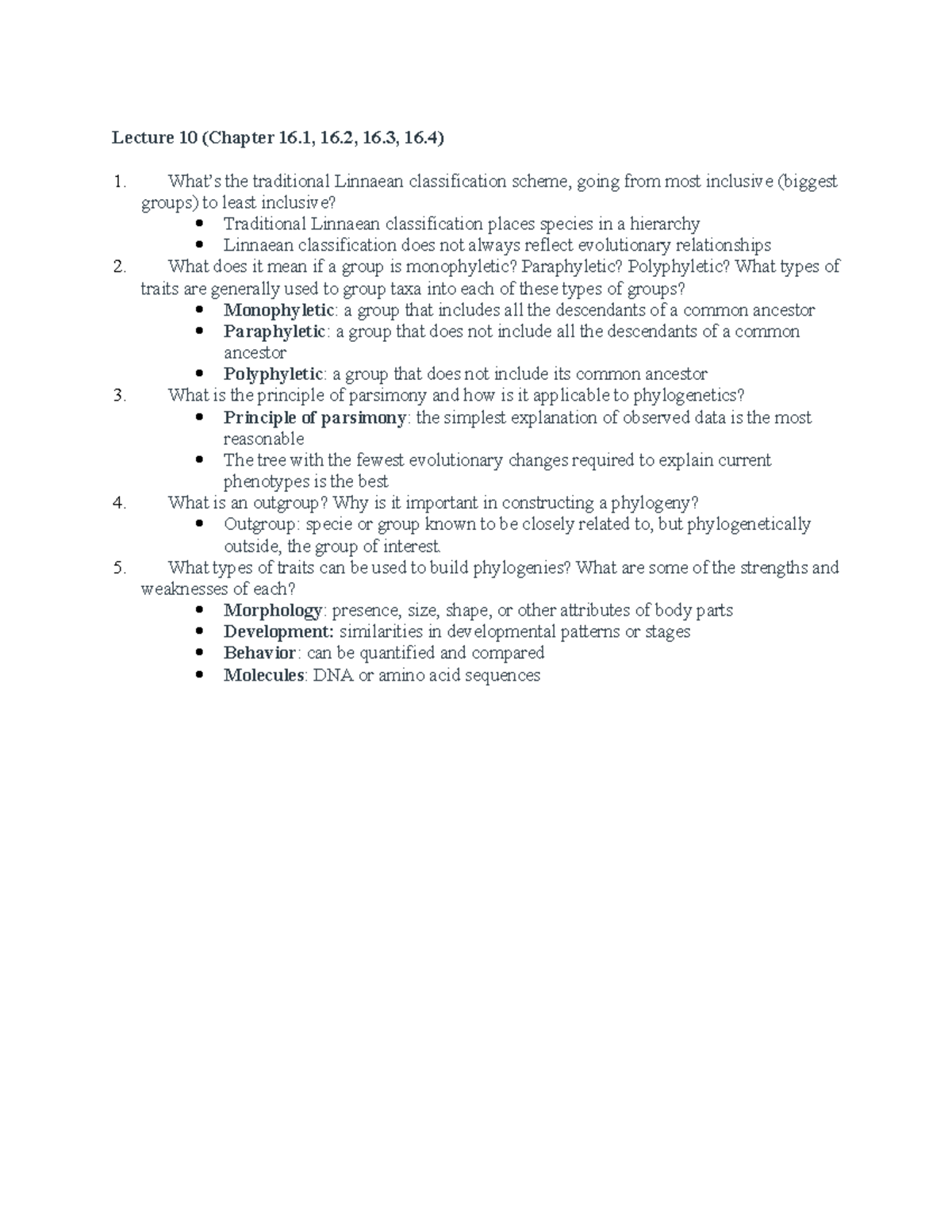 Evolution Lecture 10 Study Guide - BSC 2010 - Integra Princ Biol 1 ...