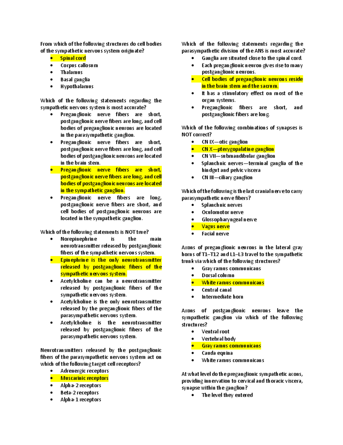 Neurophysio Exam Part 1 - From which of the following structures do ...