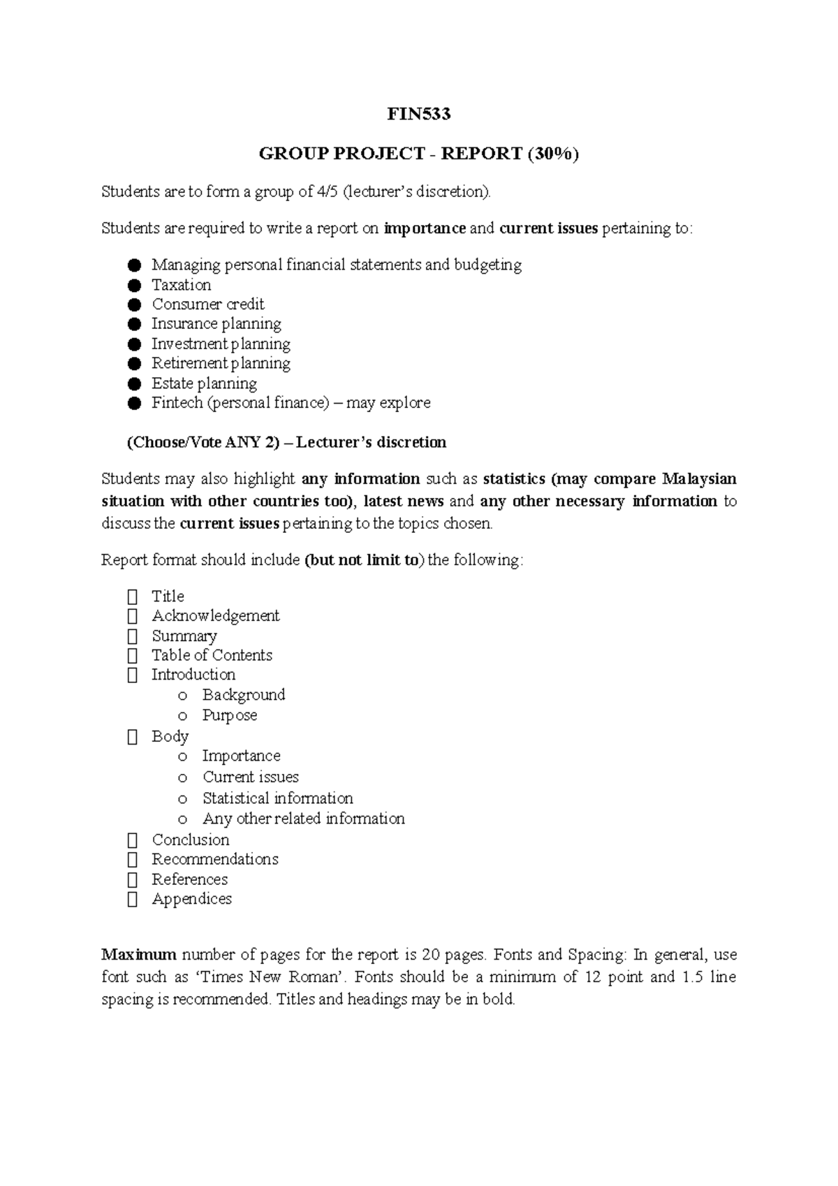 FIN533 Group Project OCT 2022 TO FEB 2023 - FIN GROUP PROJECT - REPORT ...