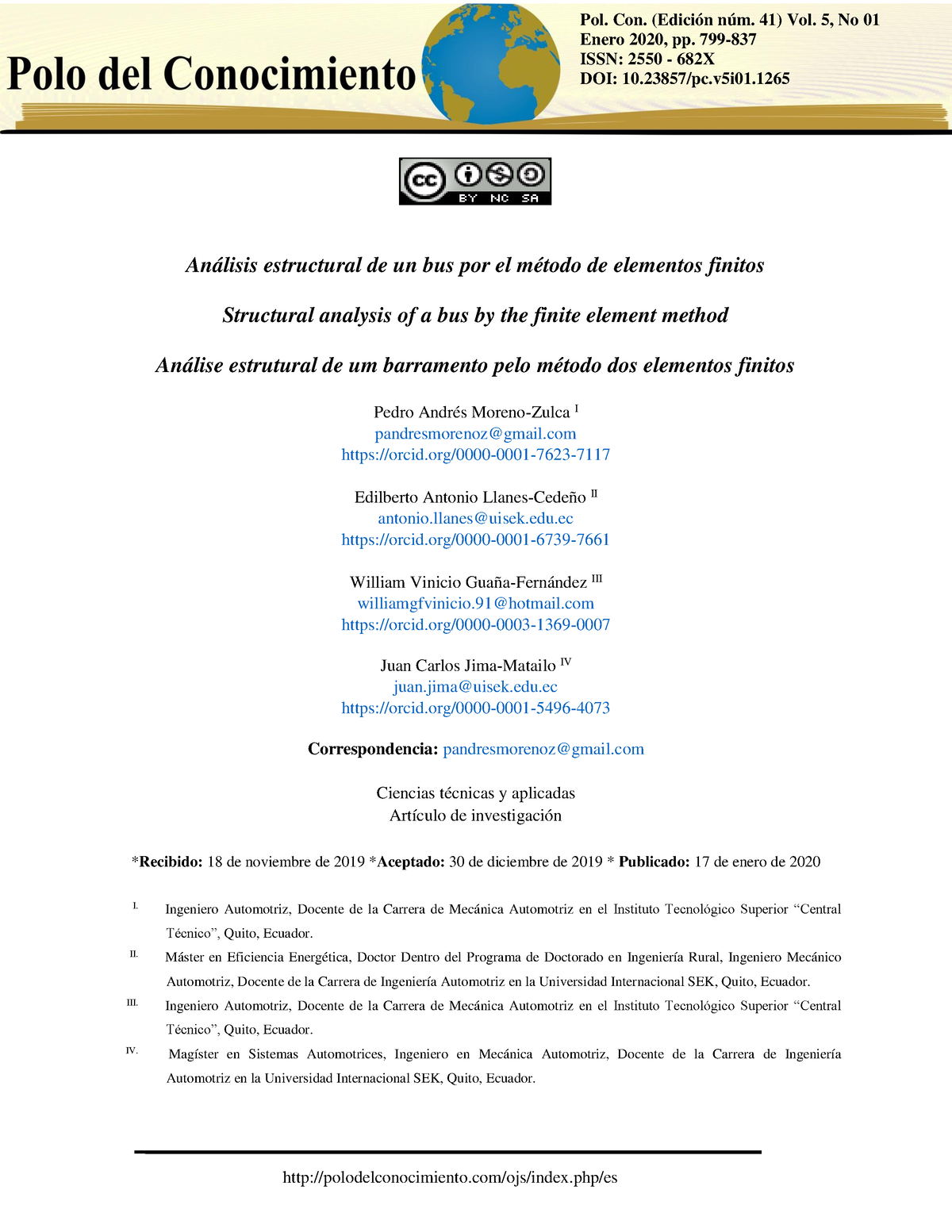 Dialnet Analisis Estructural De Un Bus Por El Metodo De Elementos Fi