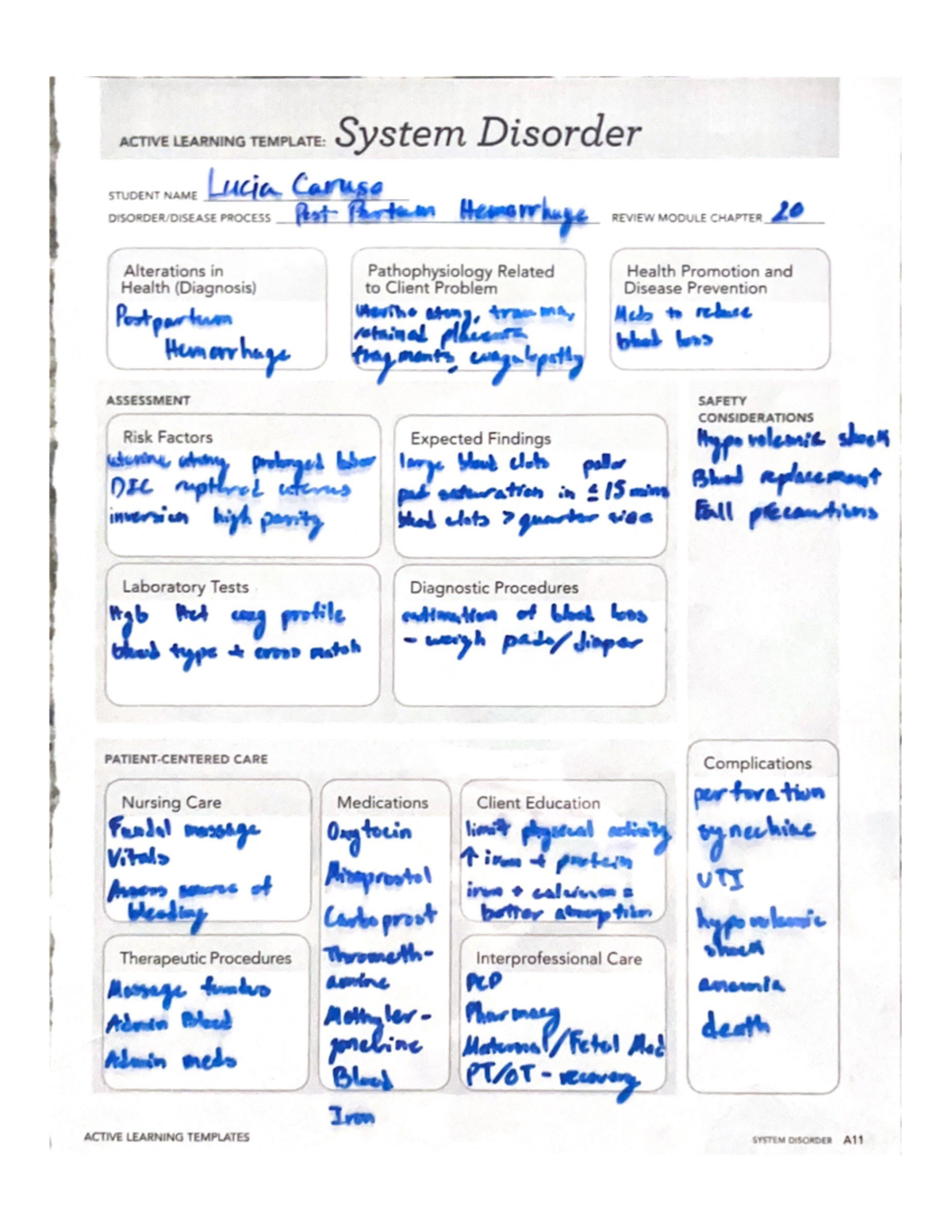 Active Learning Template - Post Partum Hemorrhage - NUR 339 - Studocu