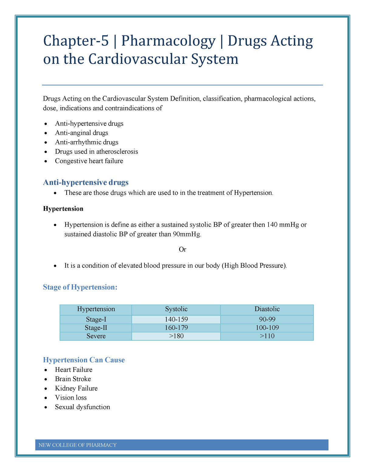 Chapter 5 pharmacology Cardiovascular - Chapter-5 | Pharmacology ...