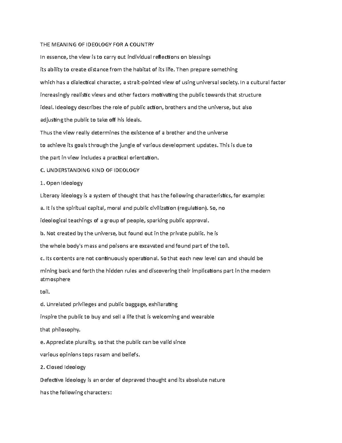 THE Meaning OF Ideology FOR A Country THE MEANING OF IDEOLOGY FOR A