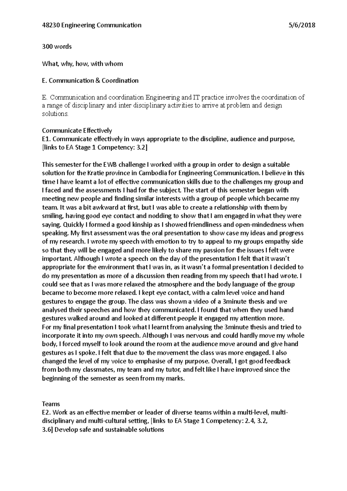Task 4 - Grade: 9/10 - 48230 Engineering Communication 300 words What ...