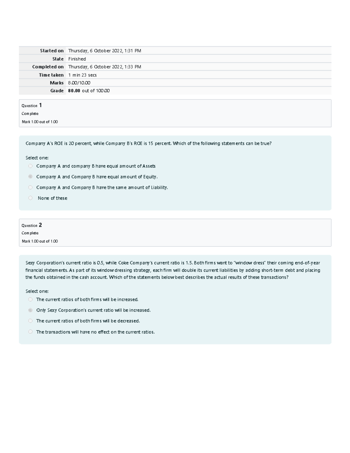 Fm Prelim Quiz 2 Attempt review 4 - Started on Thursday, 6 October 2022 ...