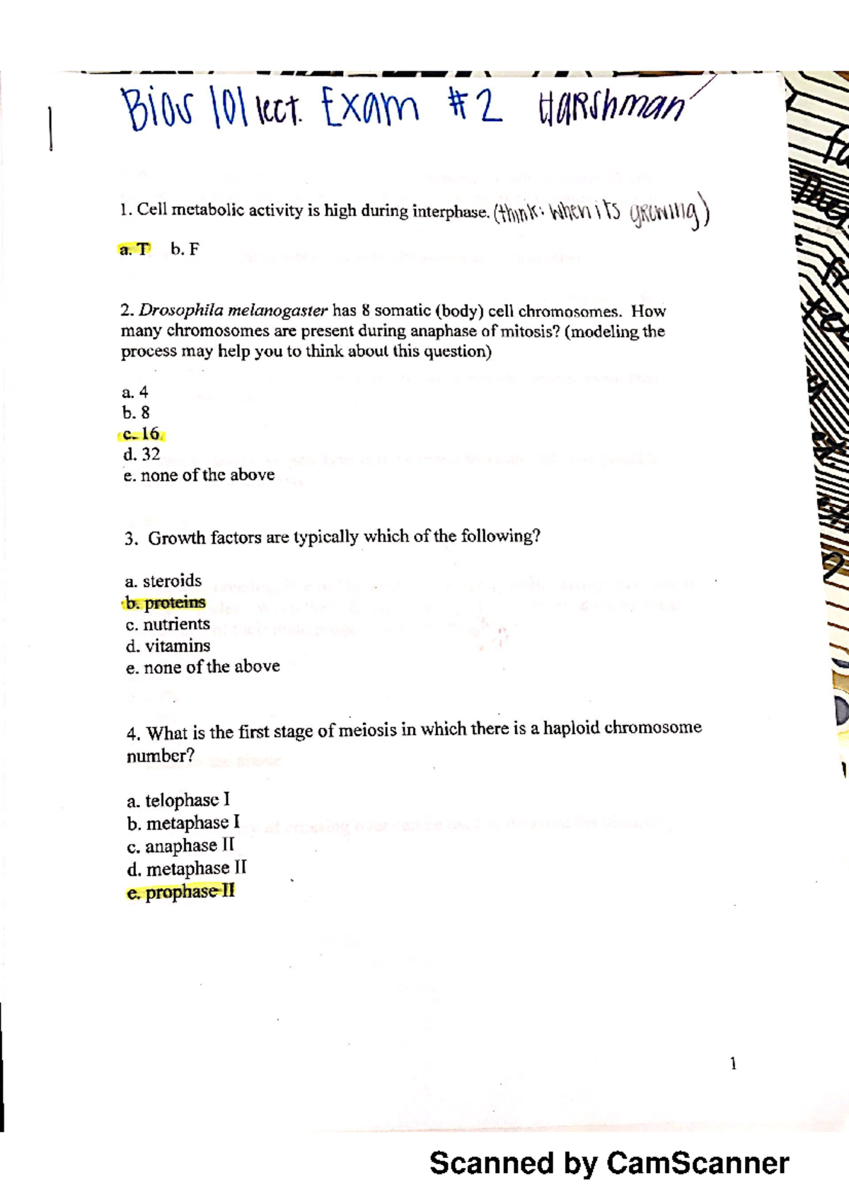 BIOS 101 Exam 2 - Bio Exam 2 Answers - BIOS 101 - Studocu