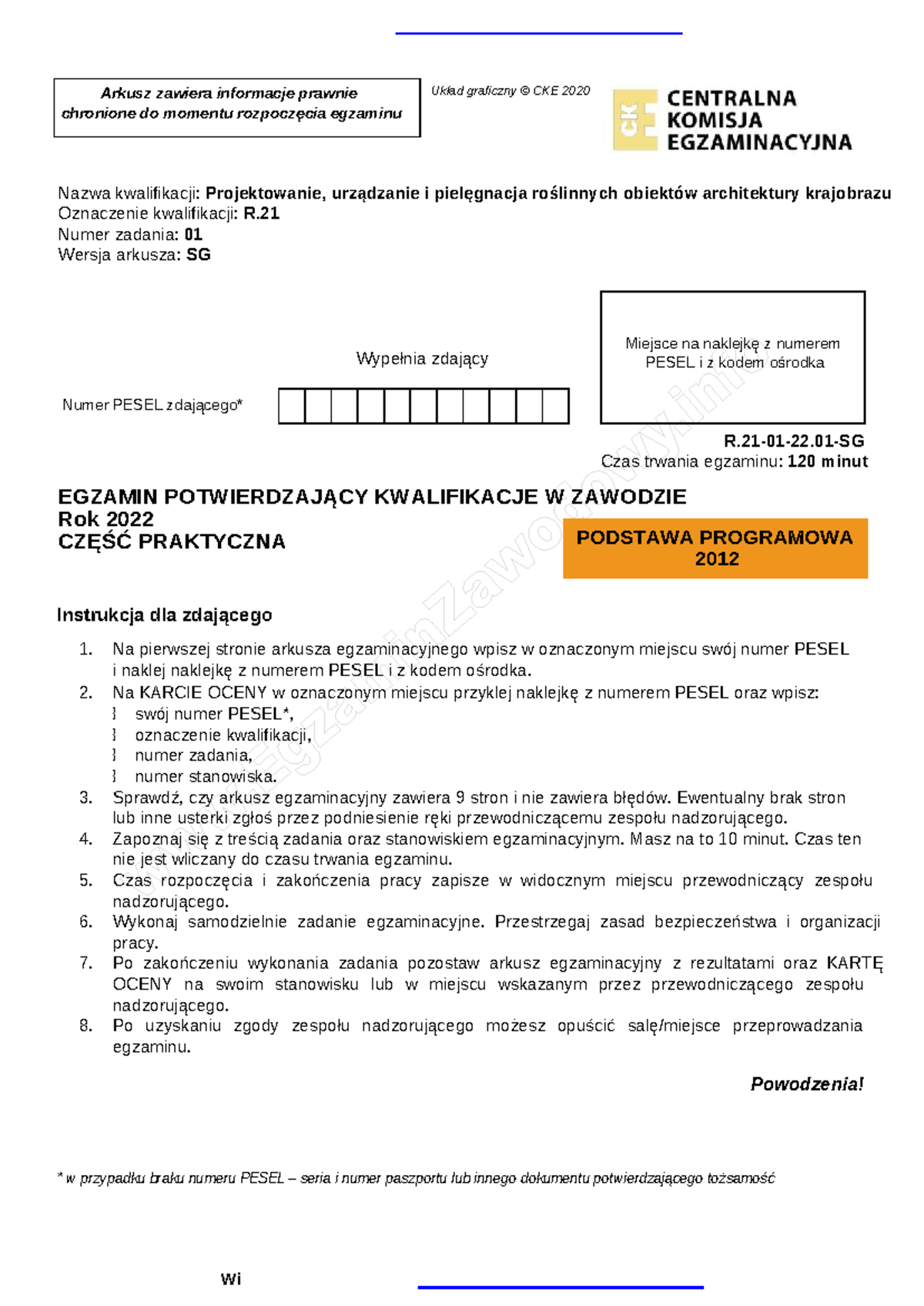R21 st22 prak1 - Kwalifikacja OGR 3 - PODSTAWA PROGRAMOWA 2012 Układ ...