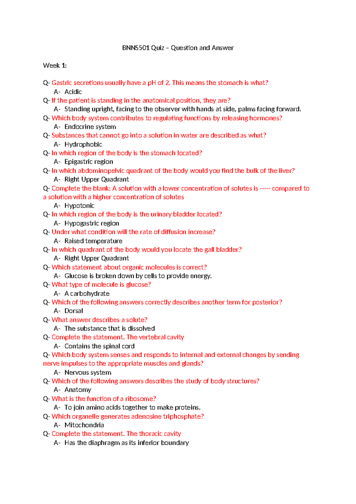 BNNS501 Quiz- Q&A - Prac questions to learning material - BNNS501 Quiz ...