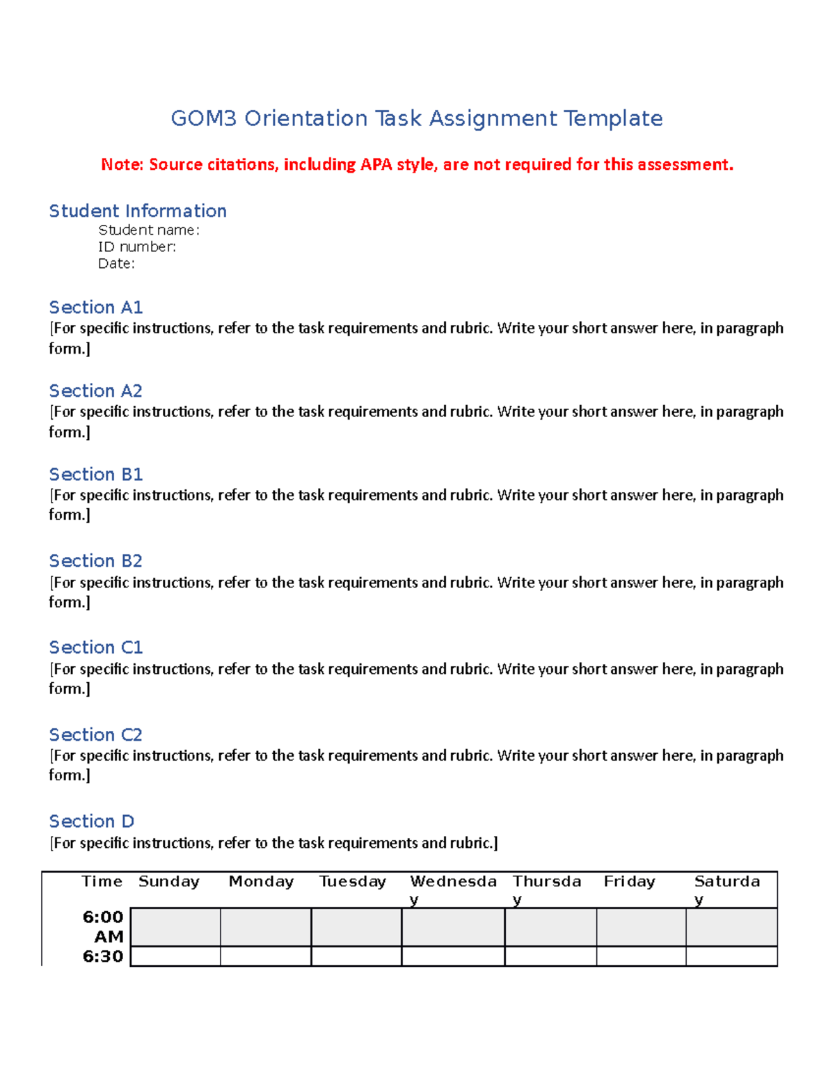 wgu orientation task assignment