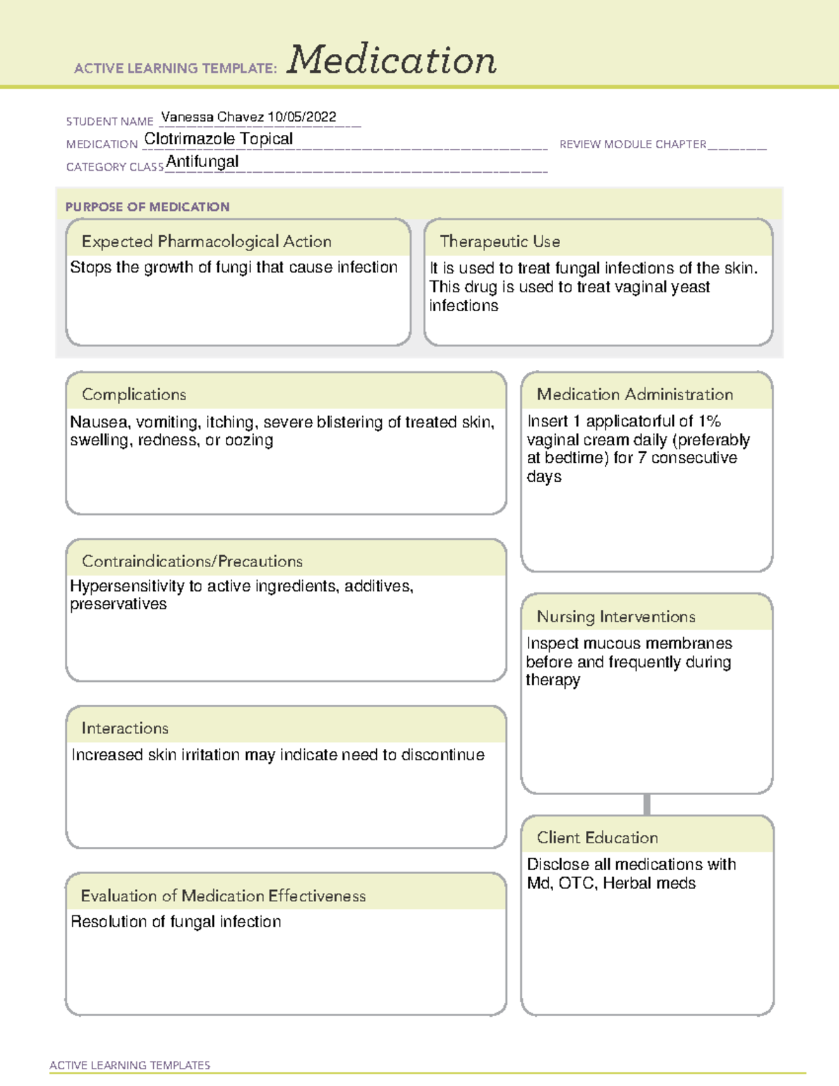 Clotrimazole - medication template - ACTIVE LEARNING TEMPLATES ...